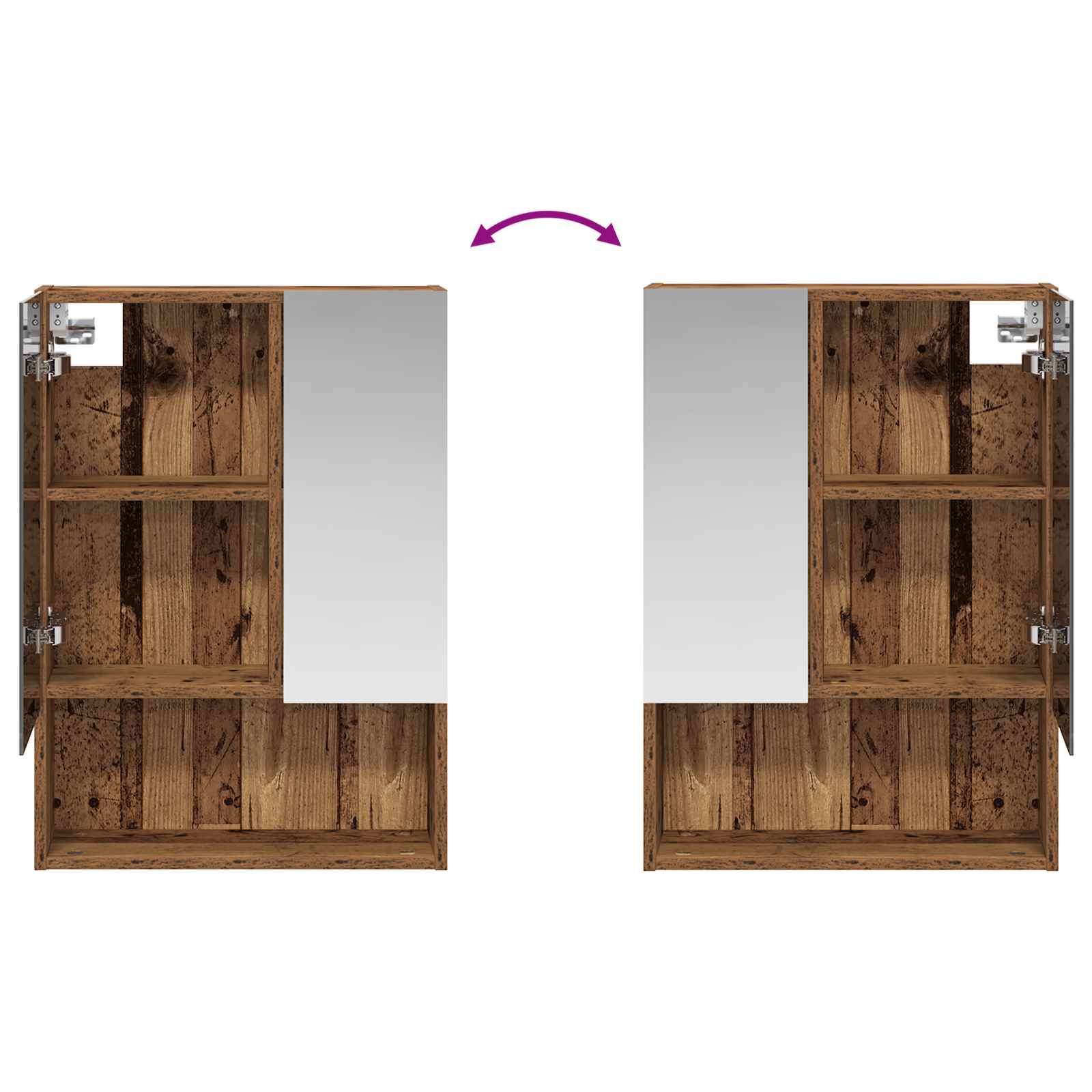 Kupaonski ormar s ogledalom Zidne Staro drvo 50 x 14,5 x 70 cm