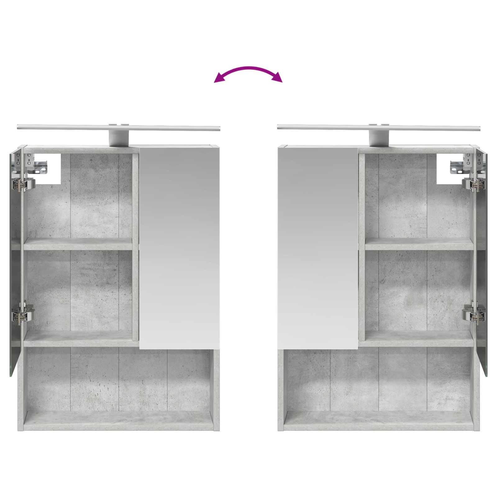 Kupaonski ormar s ogledalom Betonski sivi 50 x 14,5 x 70 cm