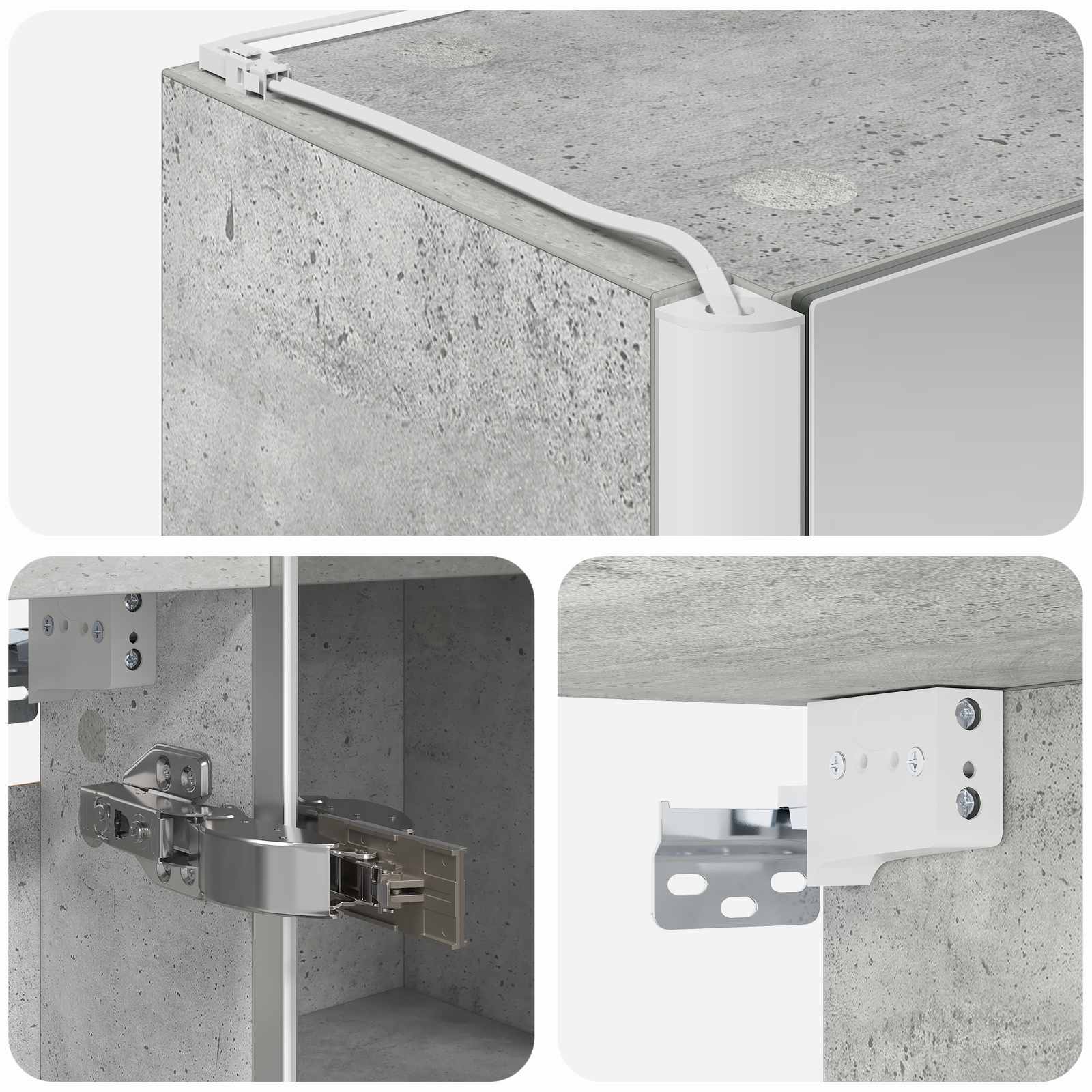 Kupaonski ormar s ogledalom Betonski sivi 33 x 11,5 x 50 cm