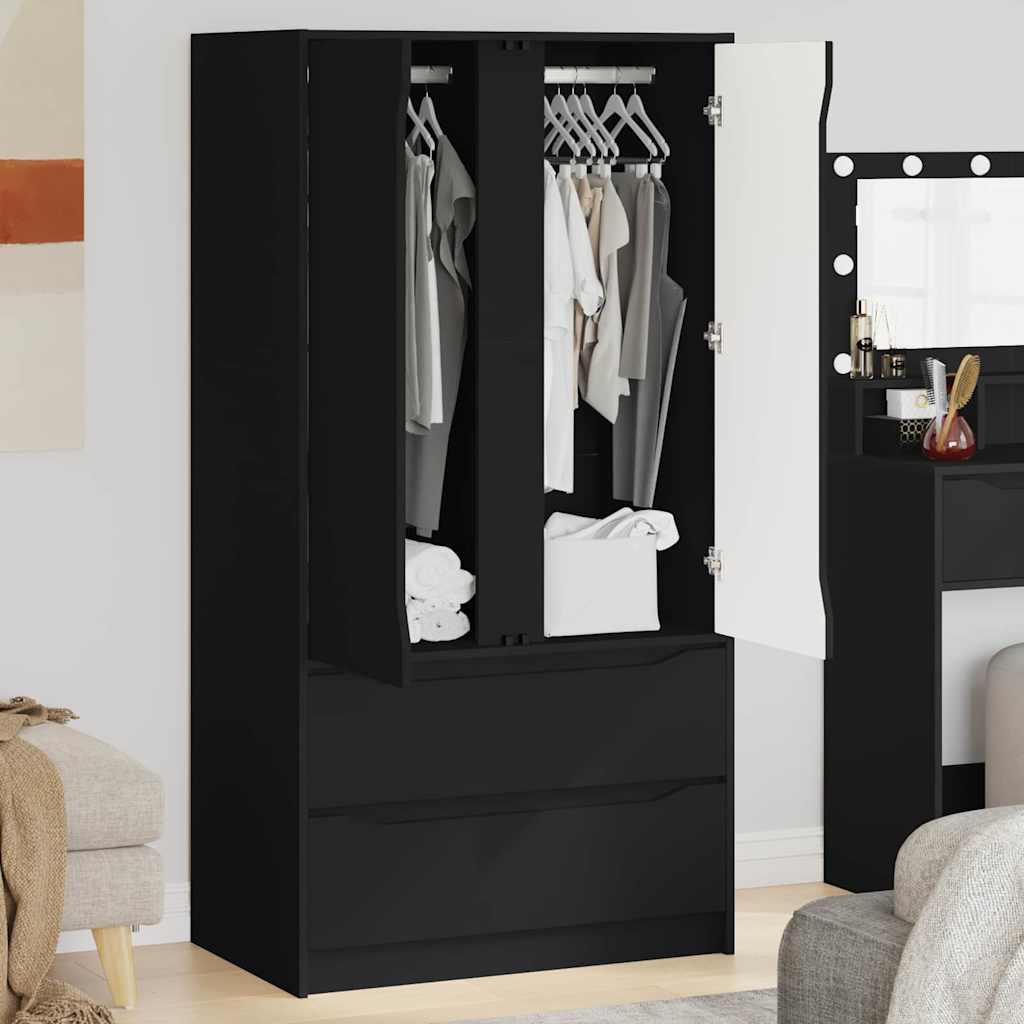 Ormarić s ladicama Crna 79,5 x 49 x 156 cm Konstrukcijsko drvo