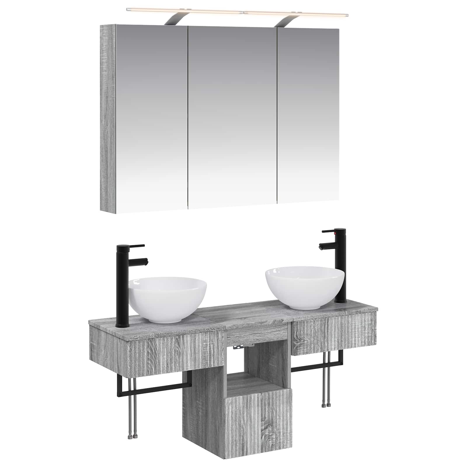 Set ormarića za kupaonicu 4 pcs Siva Sonoma 100 x 14,5 x 70 cm