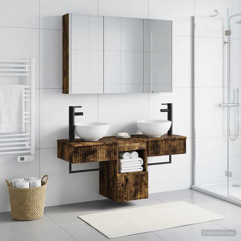 Set ormarića za kupaonicu 4 pcs Dimljeni hrast