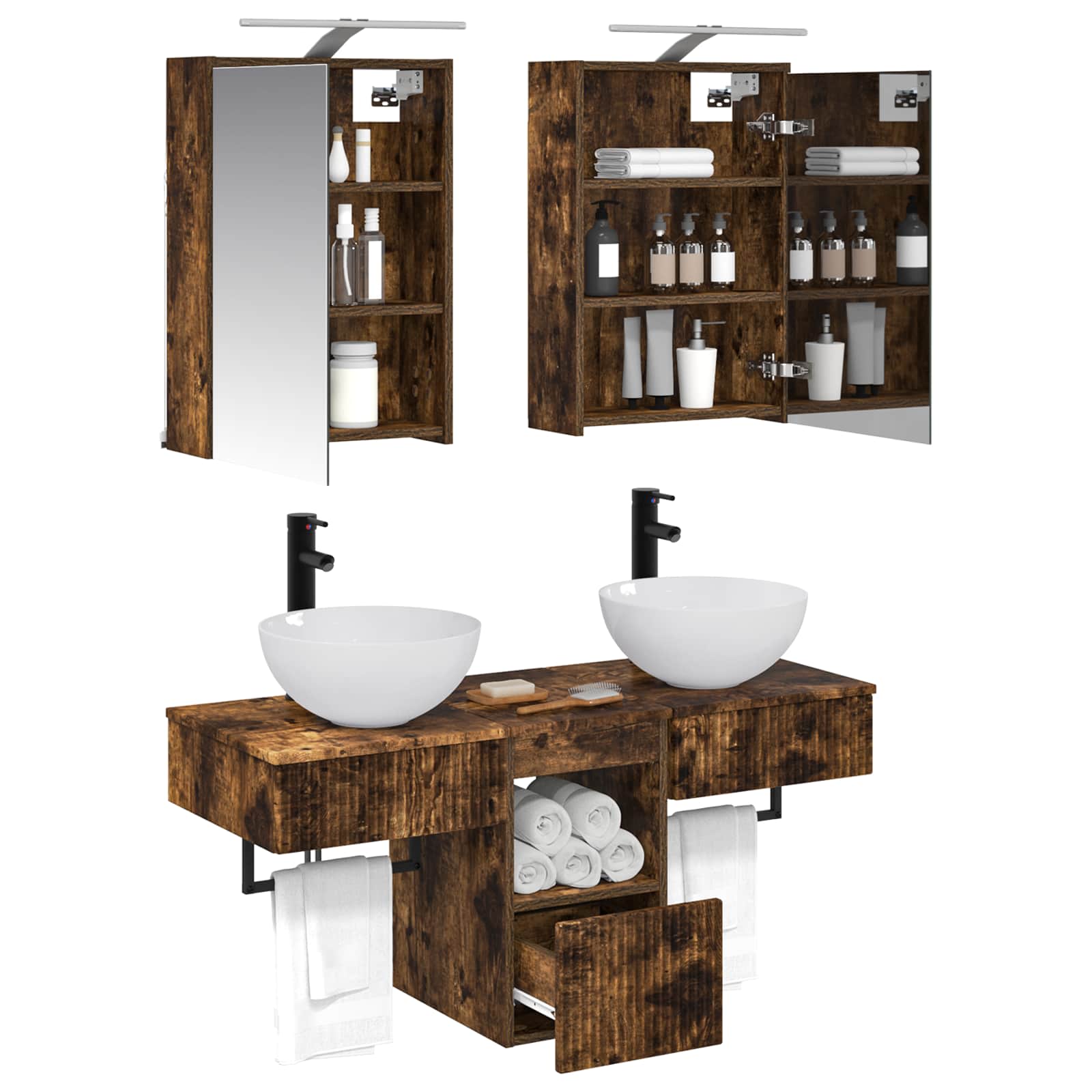Set ormarića za kupaonicu 5 pcs Dimljeni hrast
