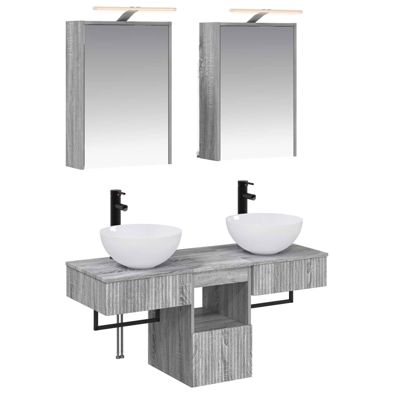 Set ormarića za kupaonicu 5 pcs Siva Sonoma 43 x 16 x 62,5 cm