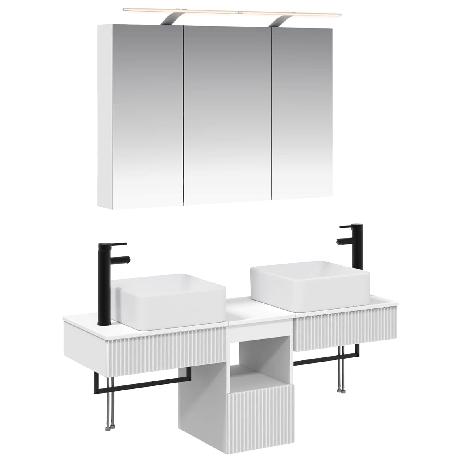 Set ormarića za kupaonicu 4 pcs Bijela 100 x 14,5 x 70 cm