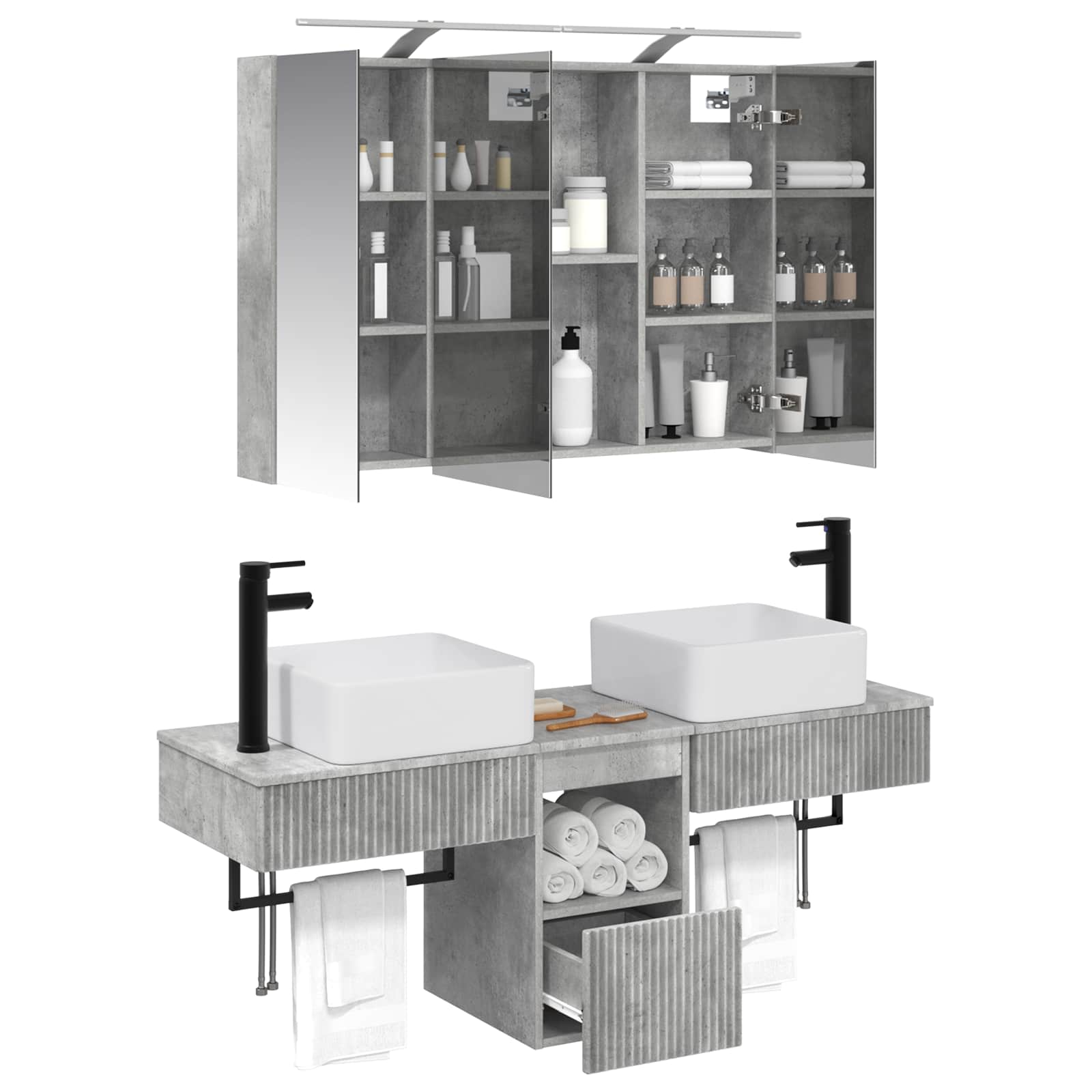 Set ormarića za kupaonicu 4 pcs Betonska siva