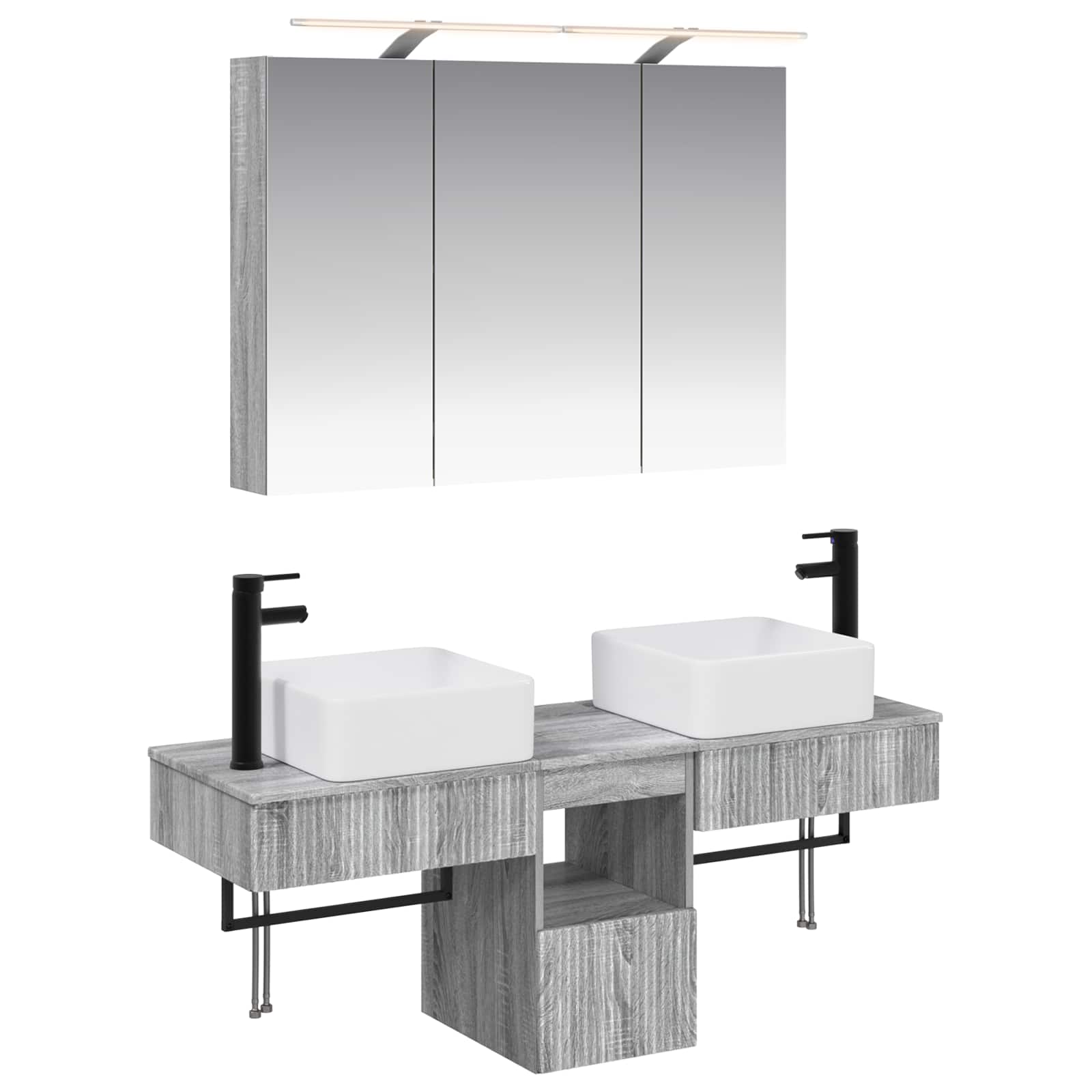 Set ormarića za kupaonicu 4 pcs Siva Sonoma 100 x 14,5 x 70 cm