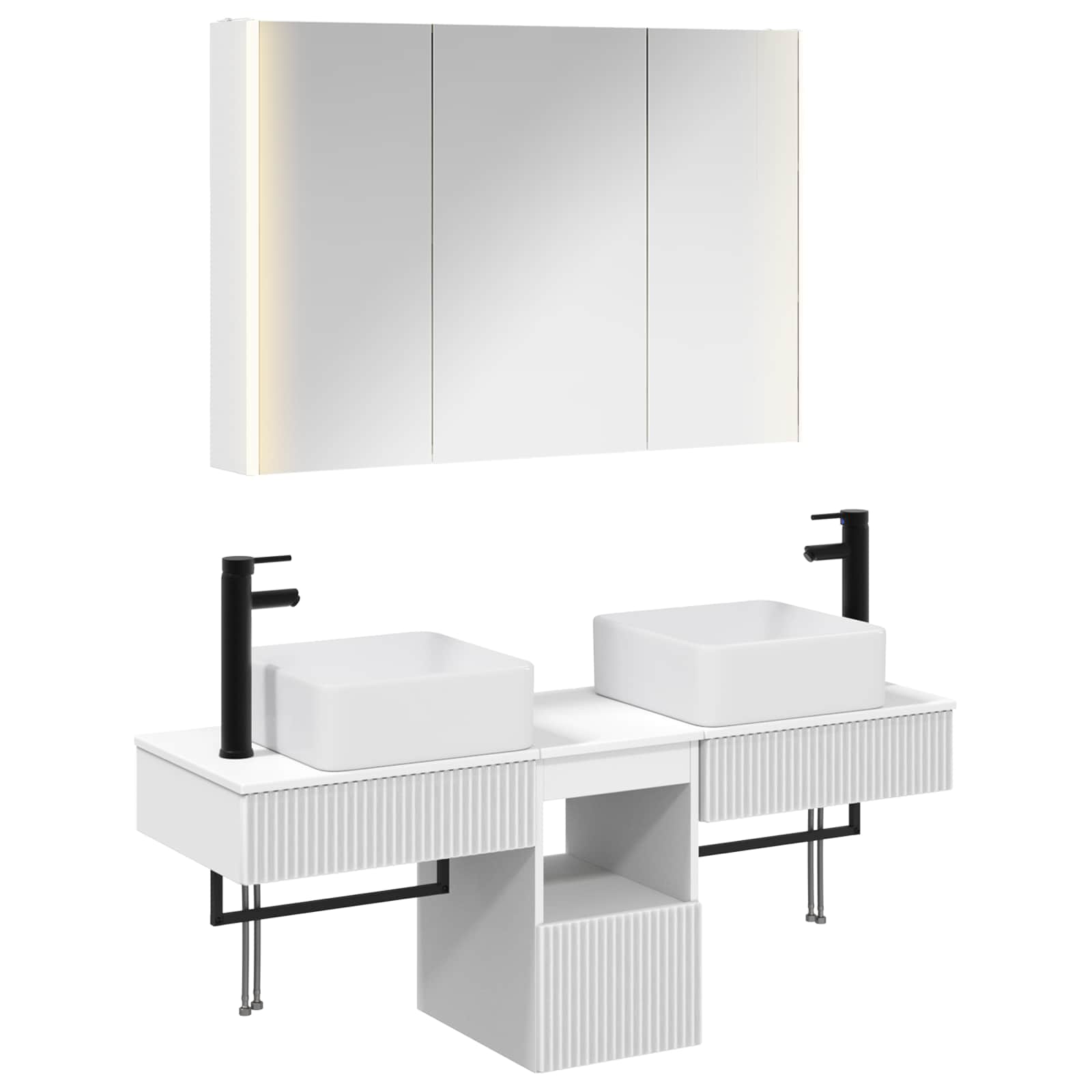 Set ormarića za kupaonicu 4 pcs Bijela 103,5 x 15,5 x 70 cm