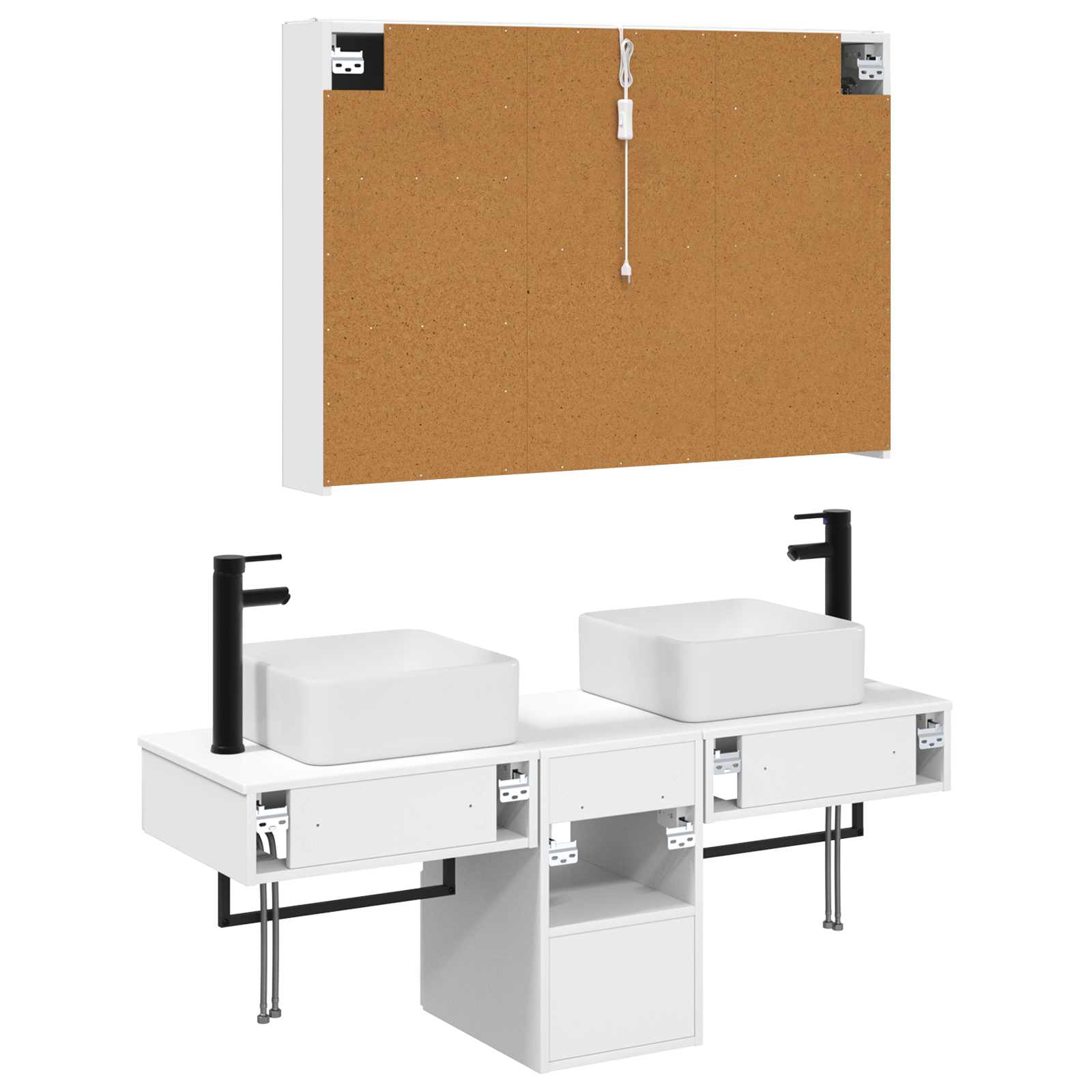 Set ormarića za kupaonicu 4 pcs Bijela 103,5 x 15,5 x 70 cm