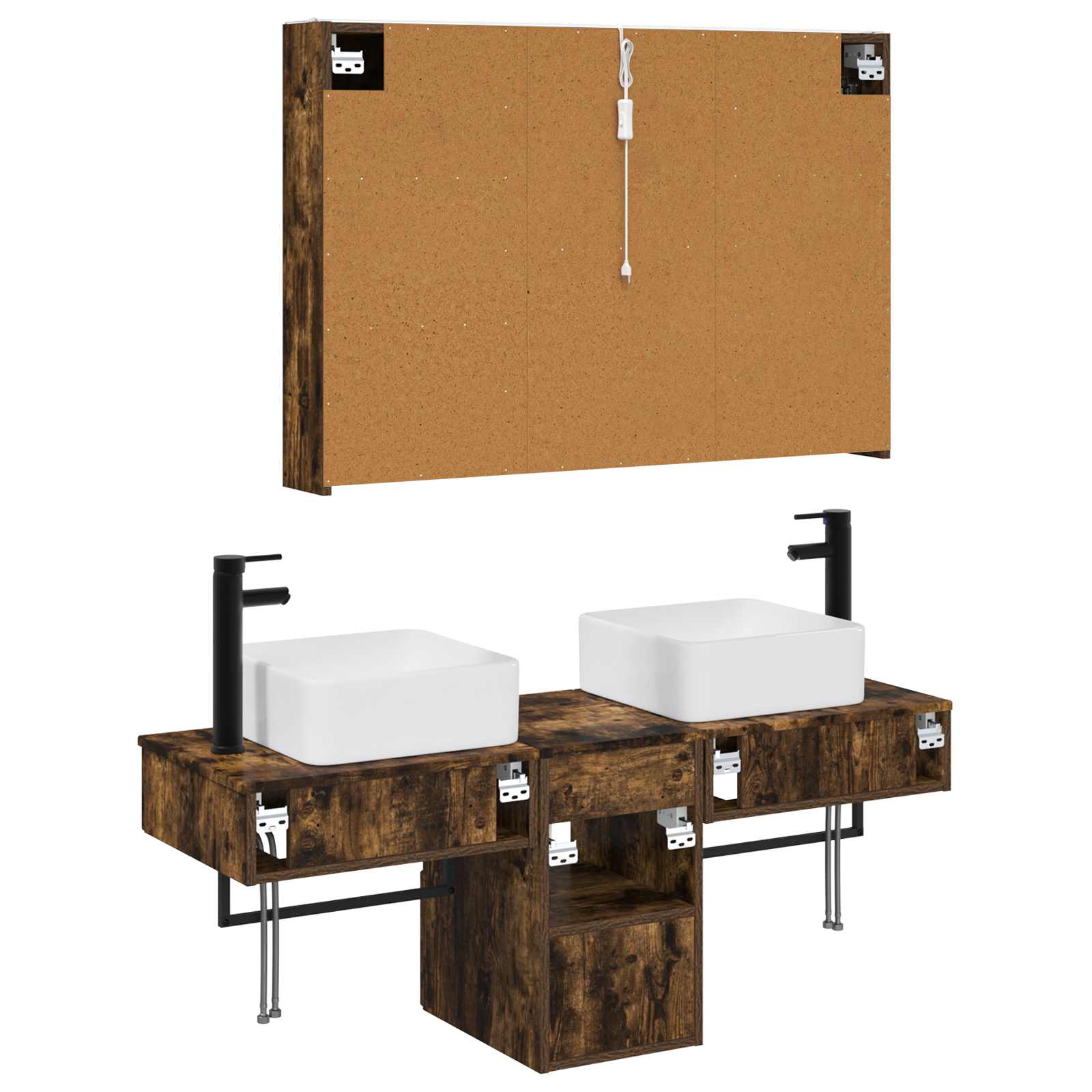 Set ormarića za kupaonicu 4 pcs Dimljeni hrast