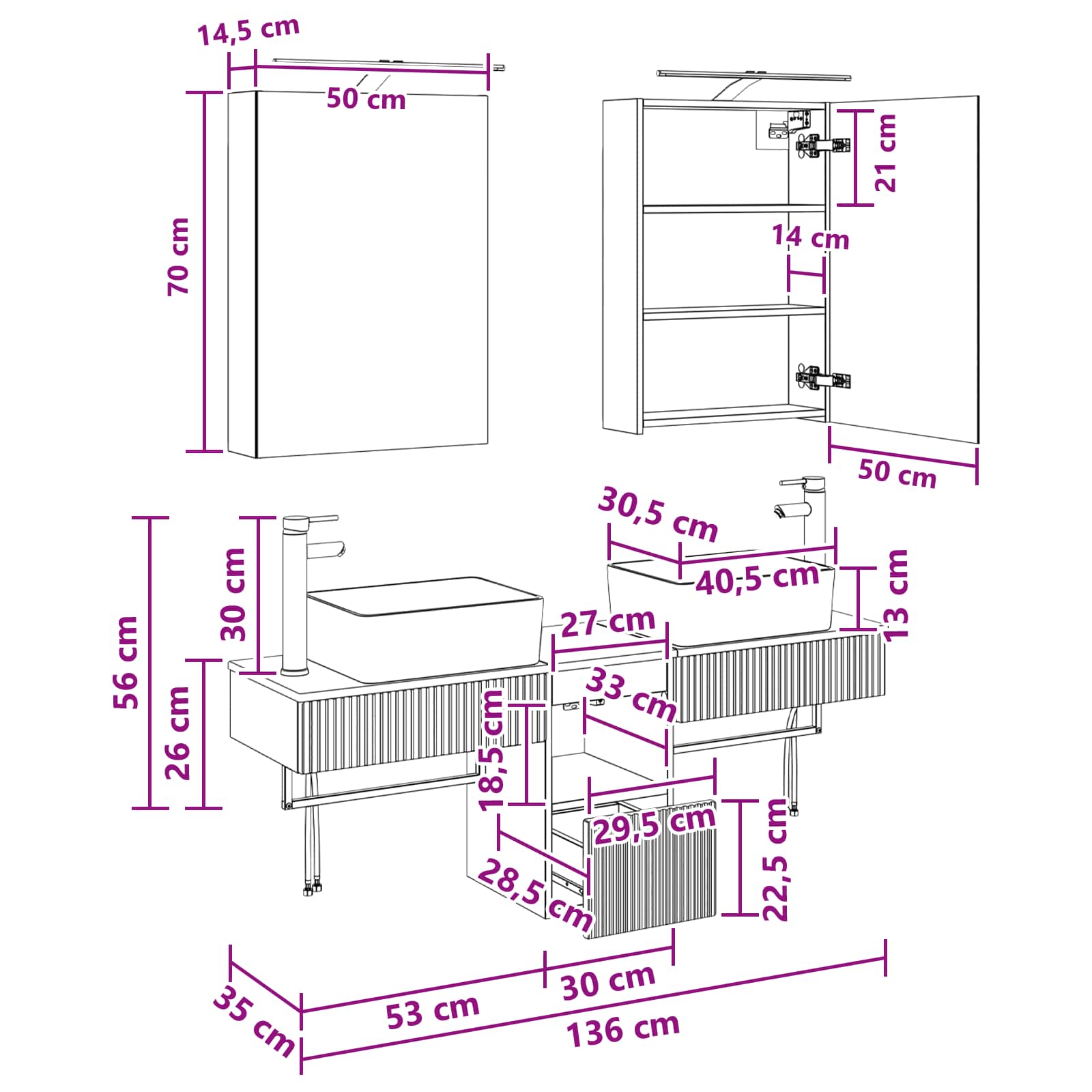 Set ormarića za kupaonicu 5 pcs Dimljeni hrast
