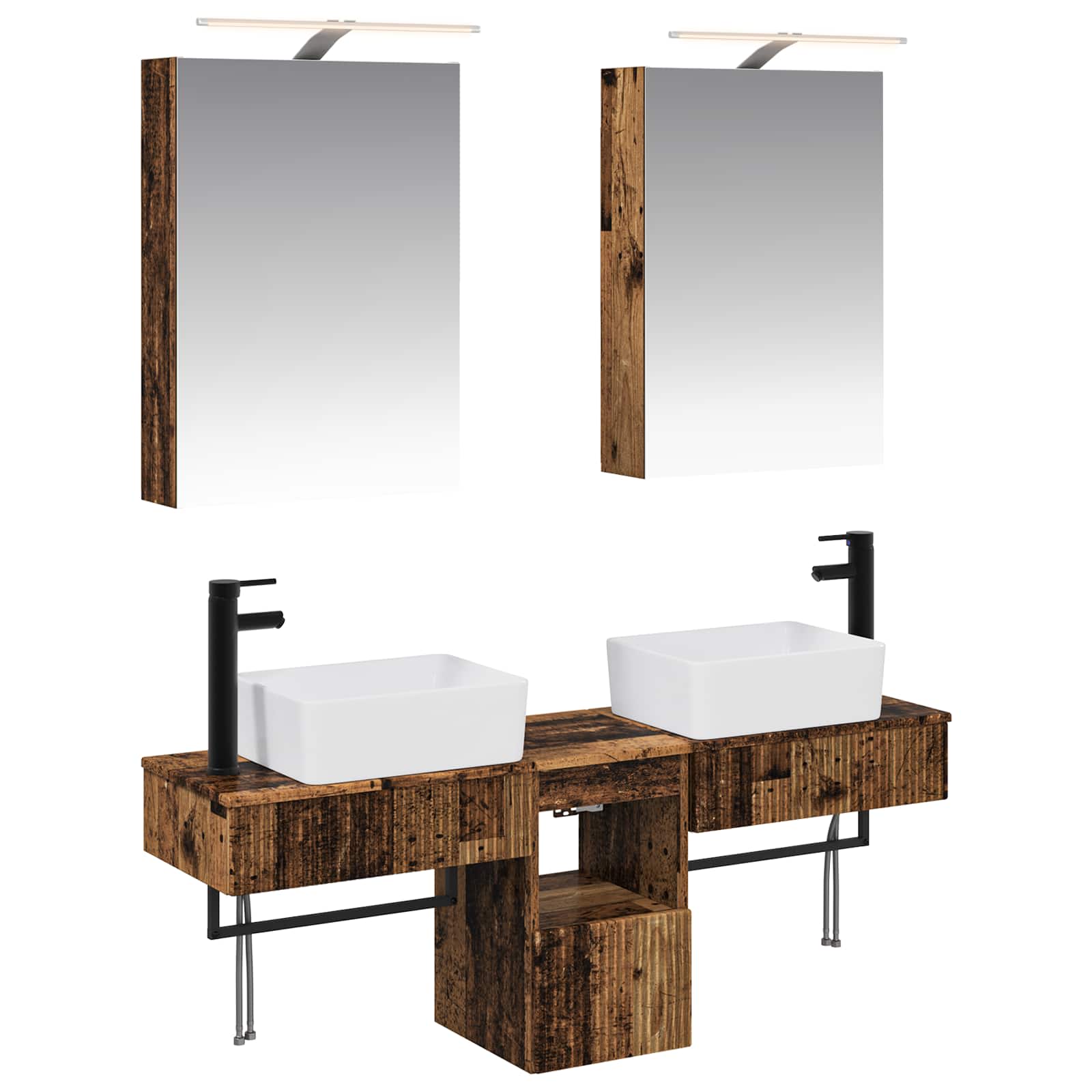 Set ormarića za kupaonicu 5 pcs Staro drvo 50 x 14,5 x 70 cm