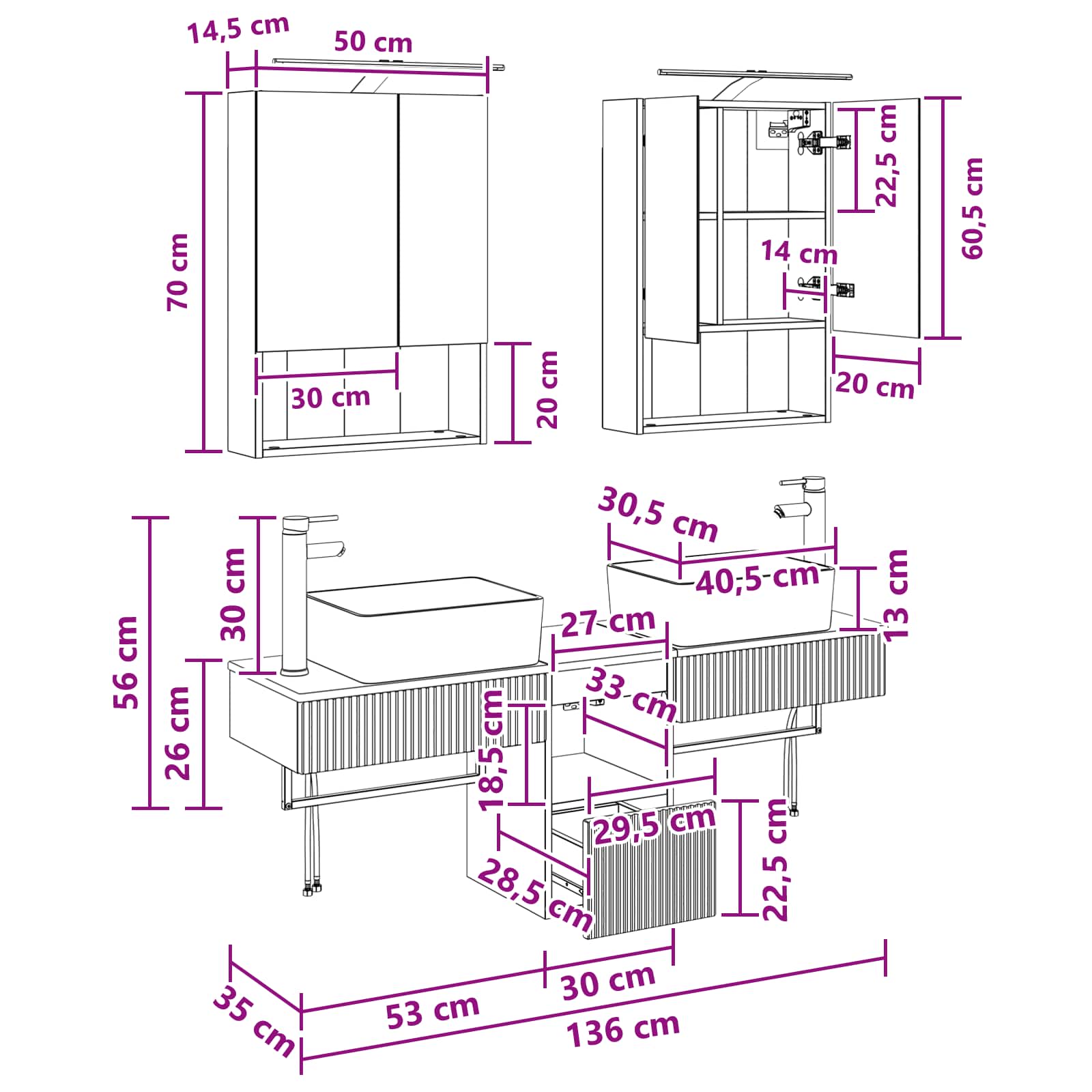 Set ormarića za kupaonicu 5 pcs Dimljeni hrast