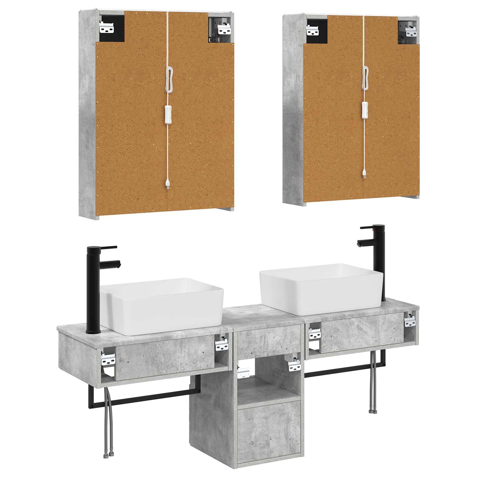 Set ormarića za kupaonicu 5 pcs Betonska siva 53 x 15,5 x 70 cm