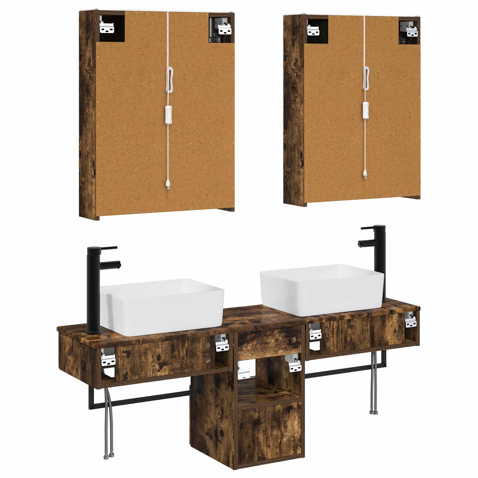 Set ormarića za kupaonicu 5 pcs Dimljeni hrast
