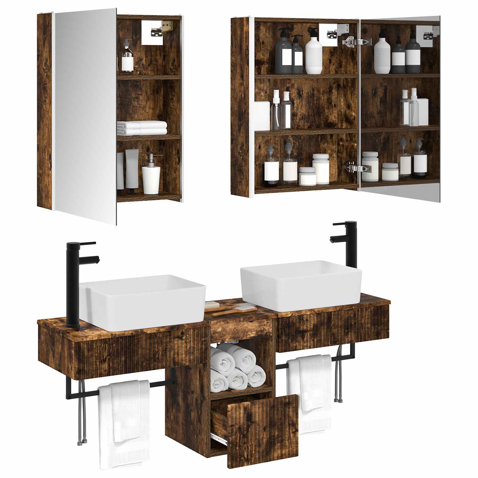 Set ormarića za kupaonicu 5 pcs Dimljeni hrast