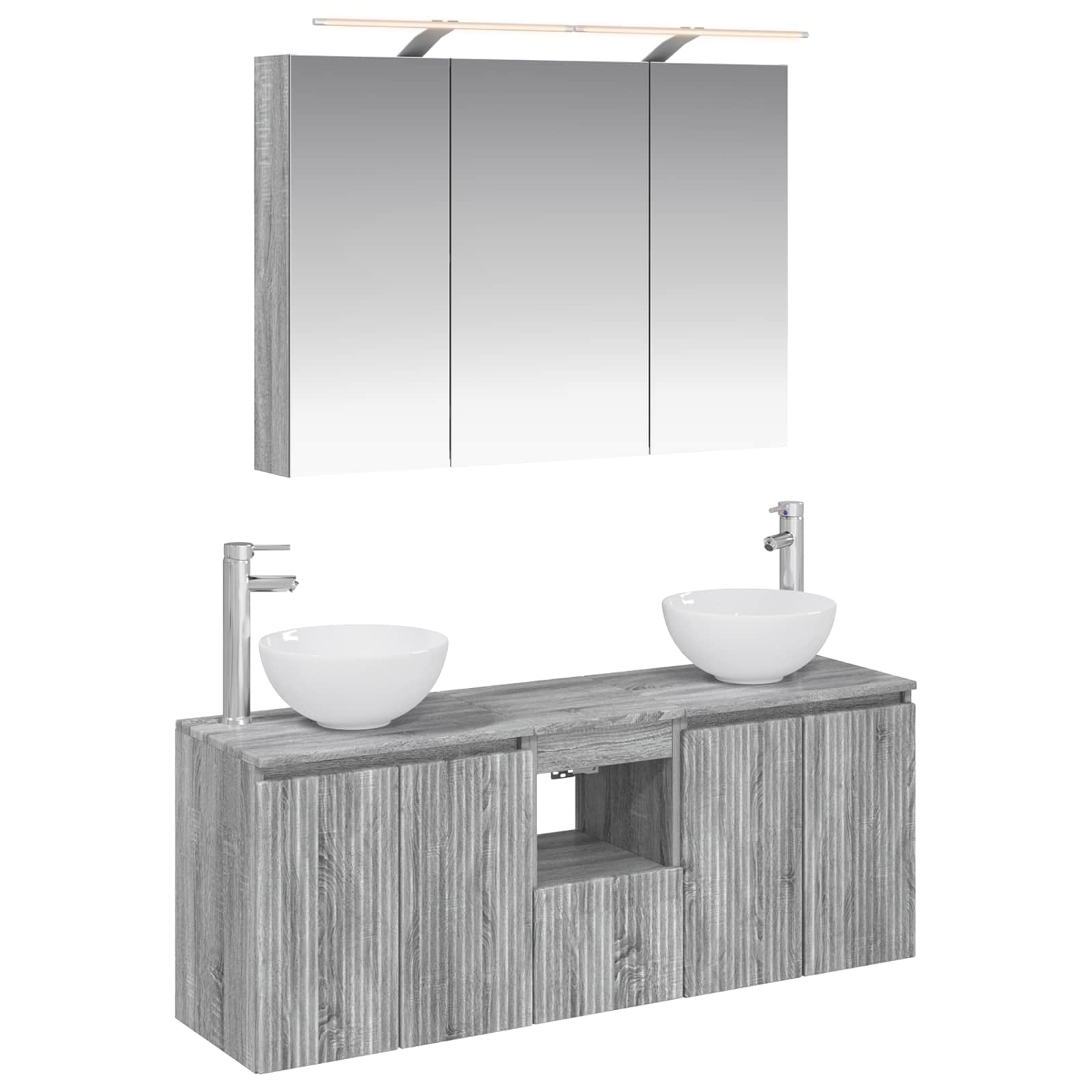 Set ormarića za kupaonicu 4 pcs Siva Sonoma 100 x 14,5 x 70 cm