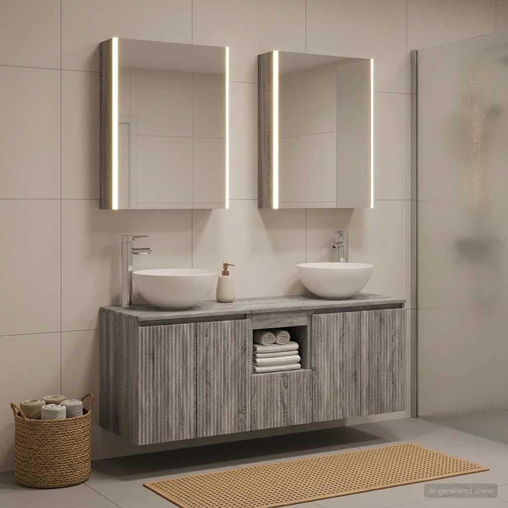 Set ormarića za kupaonicu 5 pcs Siva Sonoma 53 x 15,5 x 70 cm