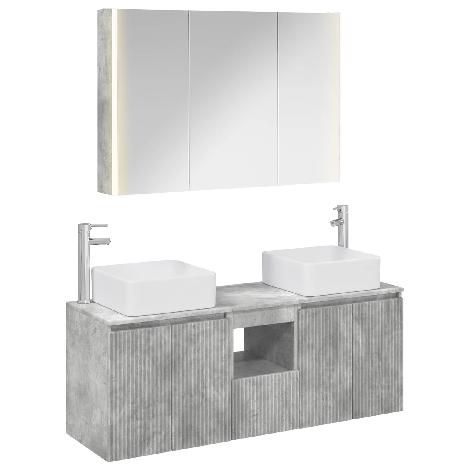 Set ormarića za kupaonicu 4 pcs Betonska siva Konstruirano drvo