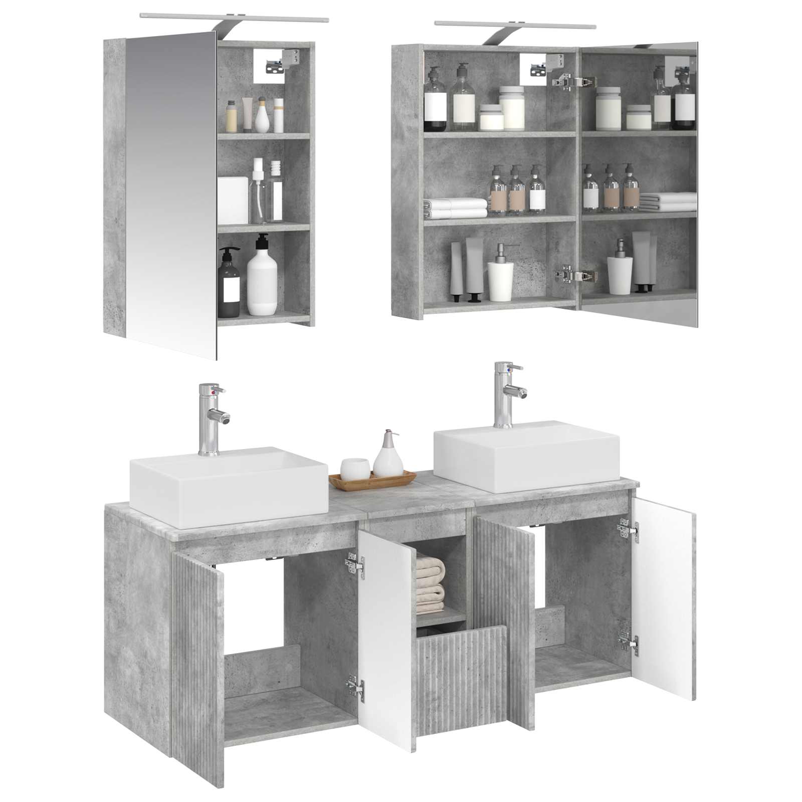 Set ormarića za kupaonicu 5 pcs Betonska siva Konstruirano drvo