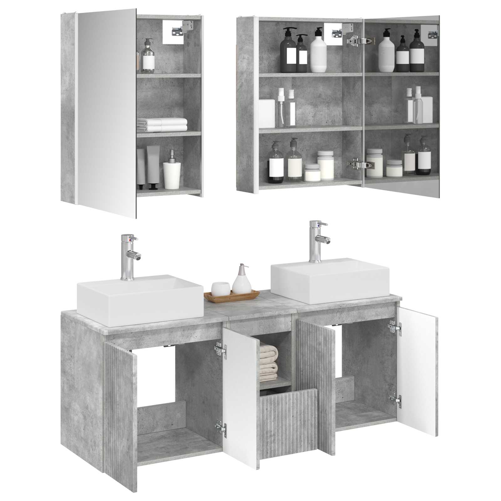 Set ormarića za kupaonicu 5 pcs Betonska siva Konstruirano drvo