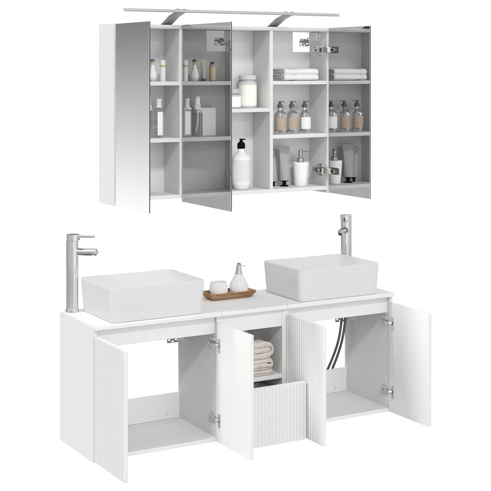 Set ormarića za kupaonicu 4 pcs Bijela Konstruirano drvo