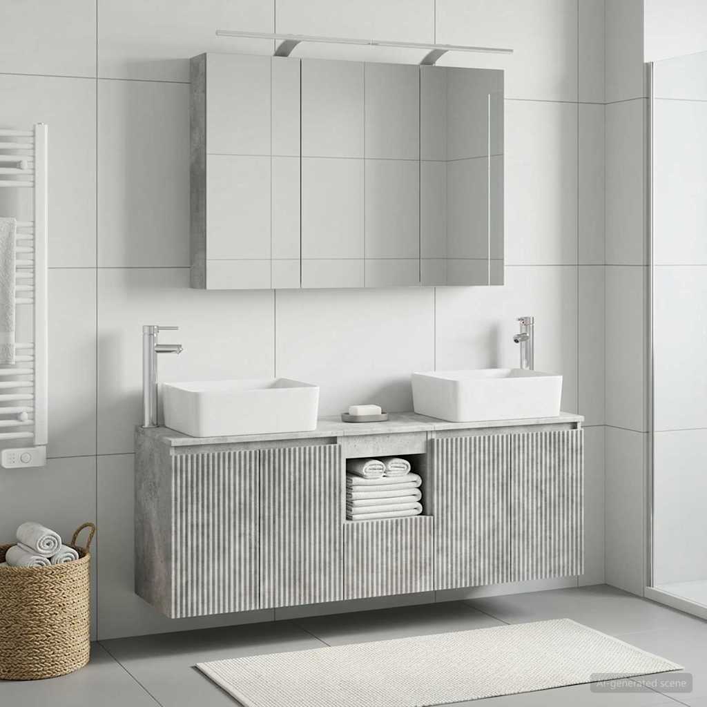 Set ormarića za kupaonicu 4 pcs Betonska siva Konstruirano drvo