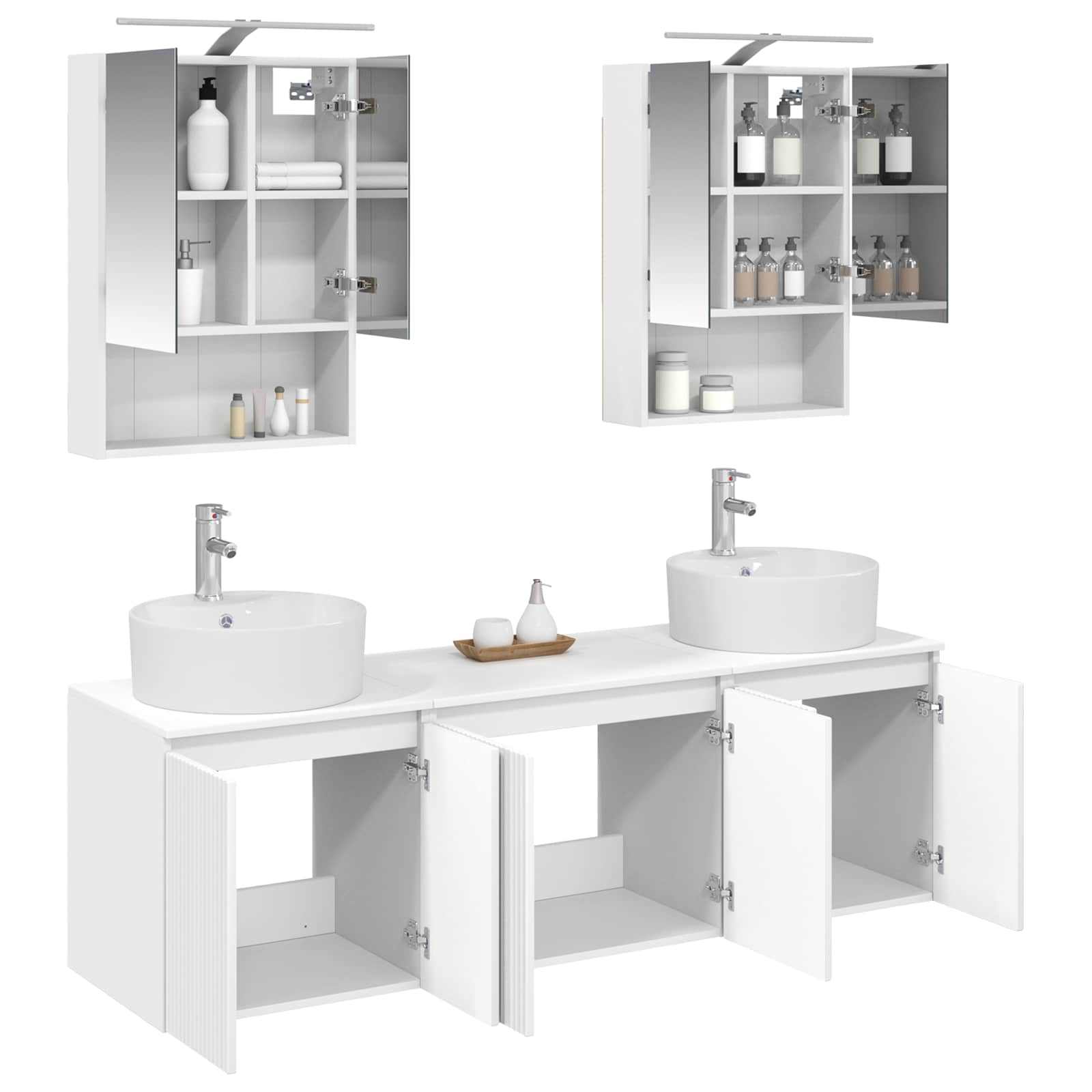 Set ormarića za kupaonicu 5 pcs Bijela Konstruirano drvo