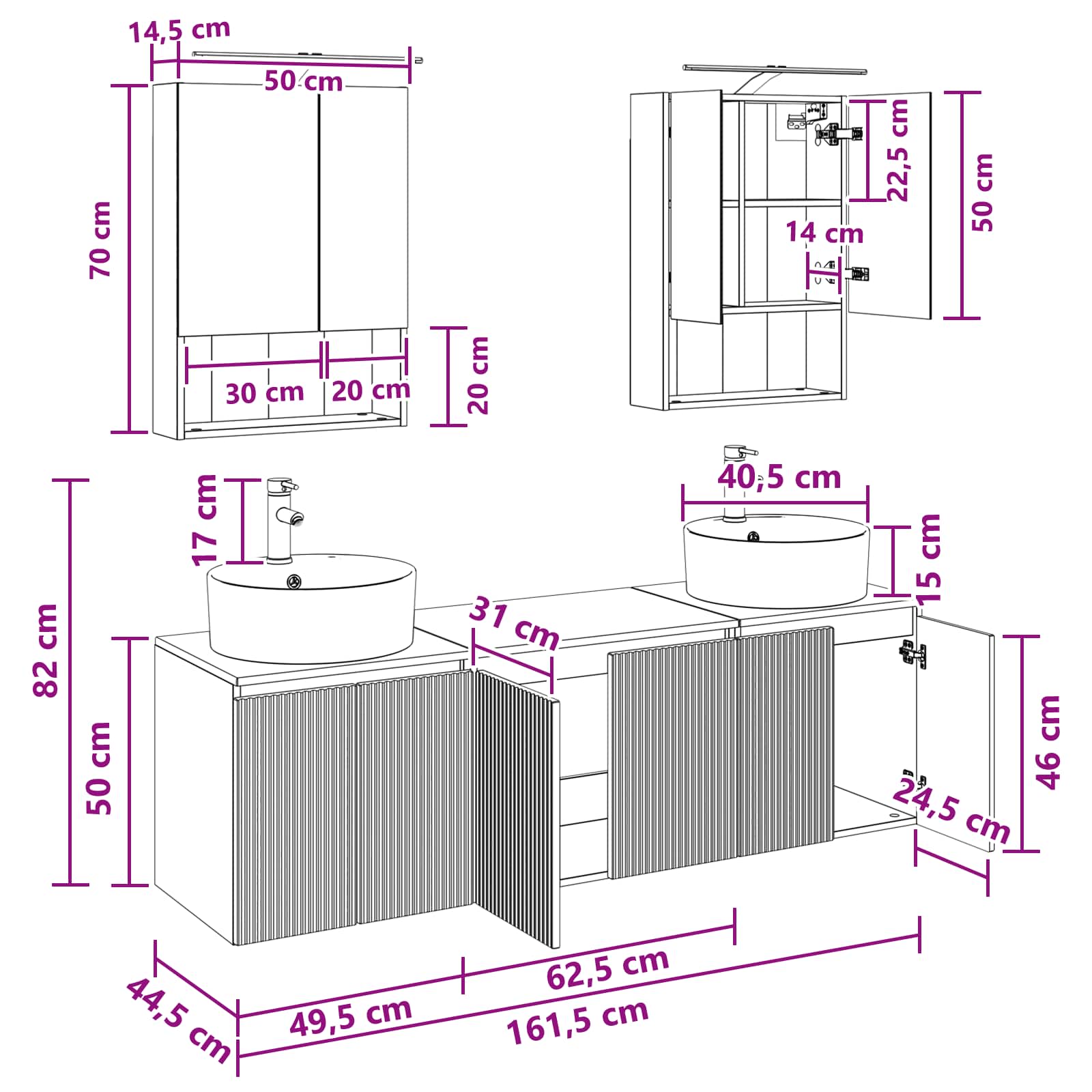 Set ormarića za kupaonicu 5 pcs Betonska siva Konstruirano drvo