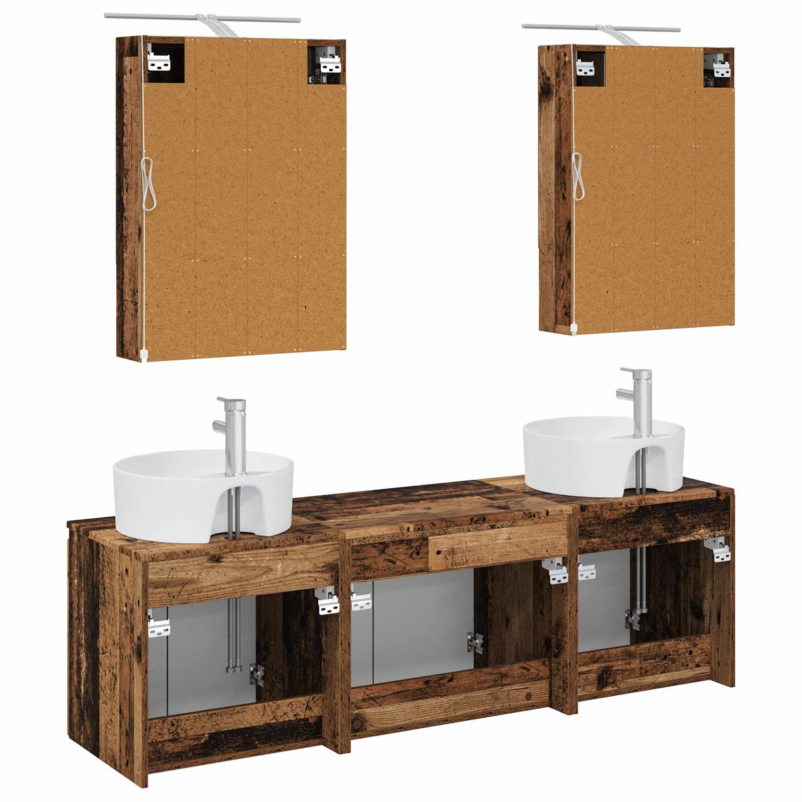 Set ormarića za kupaonicu 5 pcs Staro drvo Konstruirano drvo