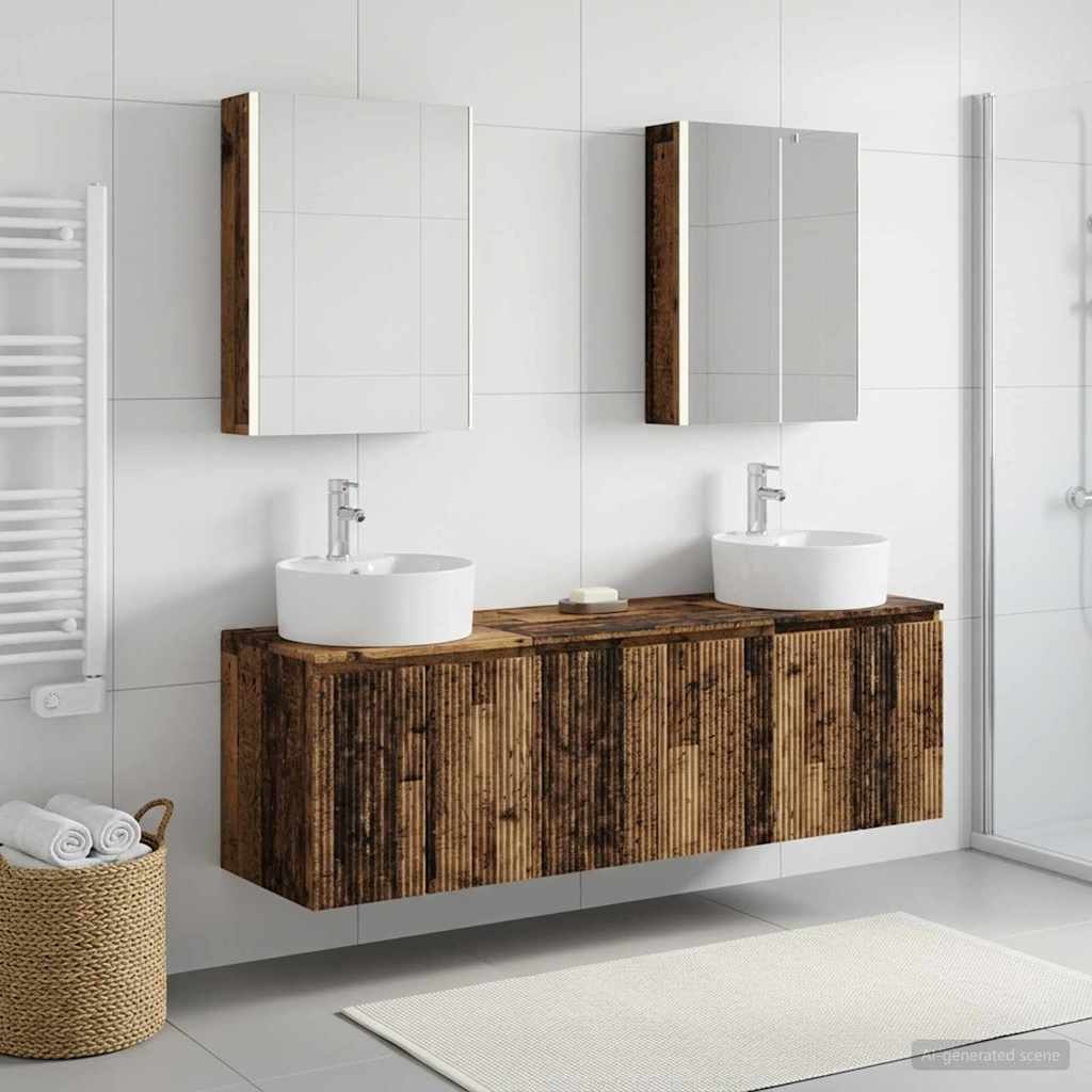 Set ormarića za kupaonicu 5 pcs Staro drvo Konstruirano drvo