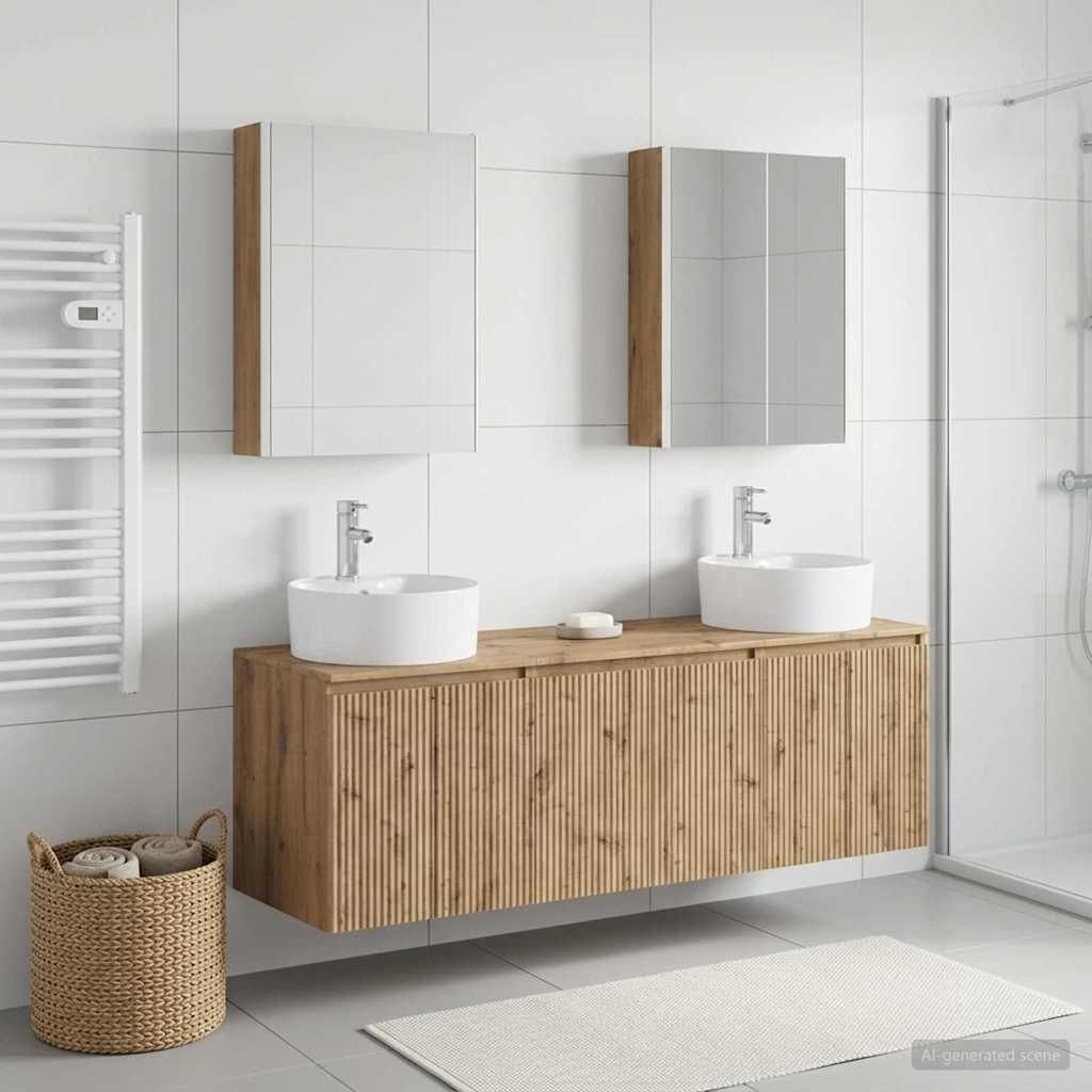 Set ormarića za kupaonicu 5 pcs Hrast artisan Konstruirano drvo