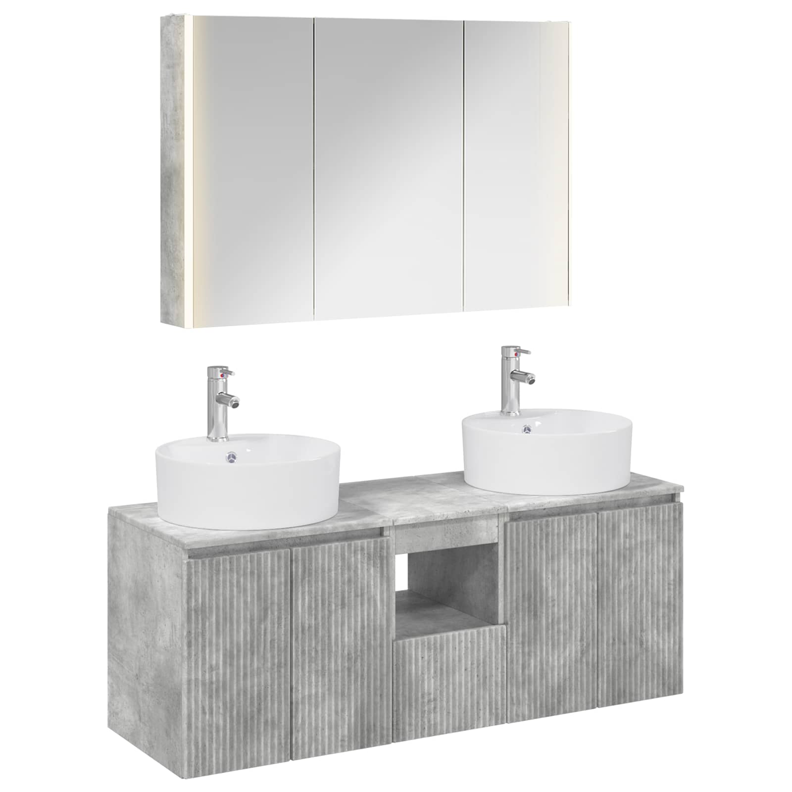 Set ormarića za kupaonicu 4 pcs Betonska siva Konstruirano drvo