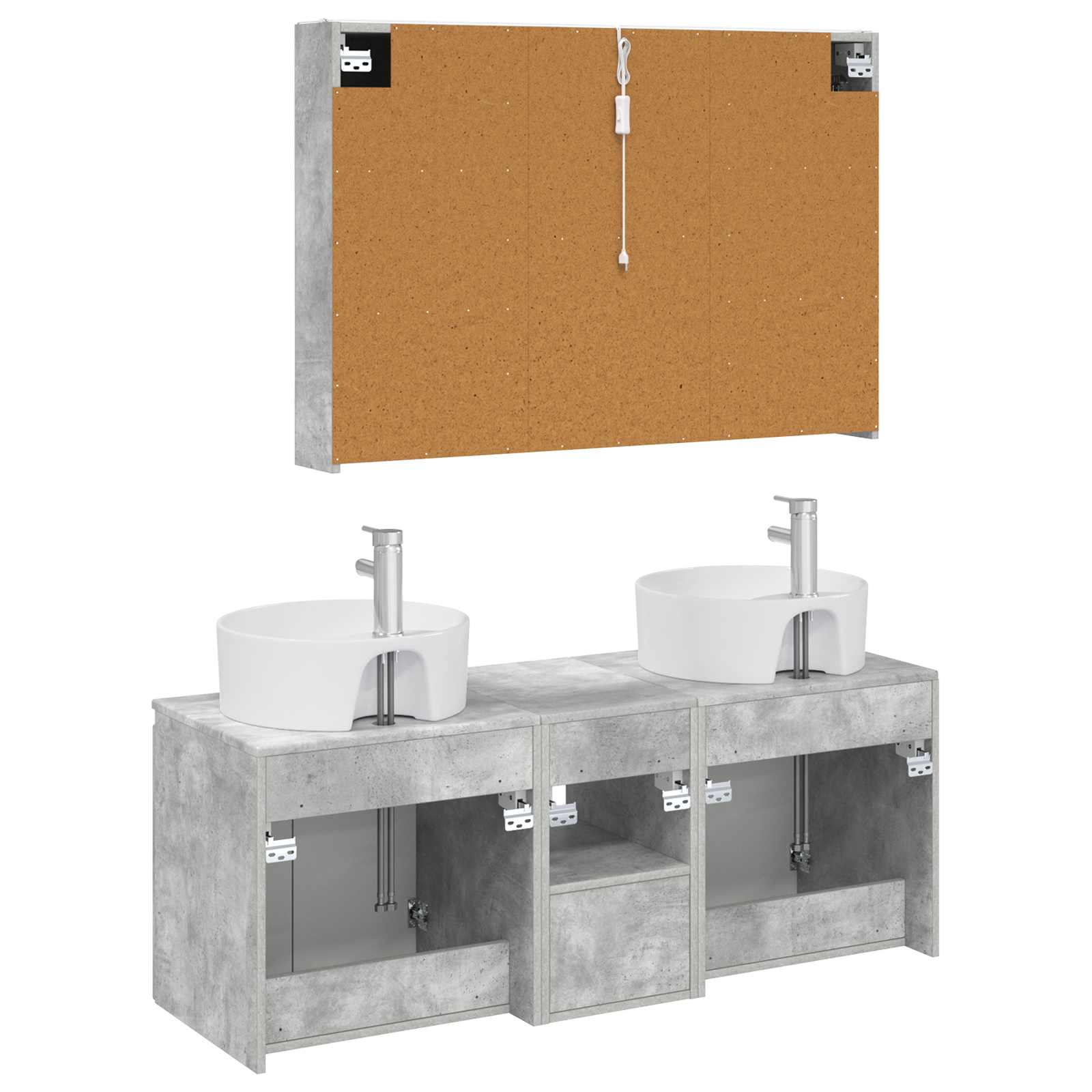 Set ormarića za kupaonicu 4 pcs Betonska siva Konstruirano drvo