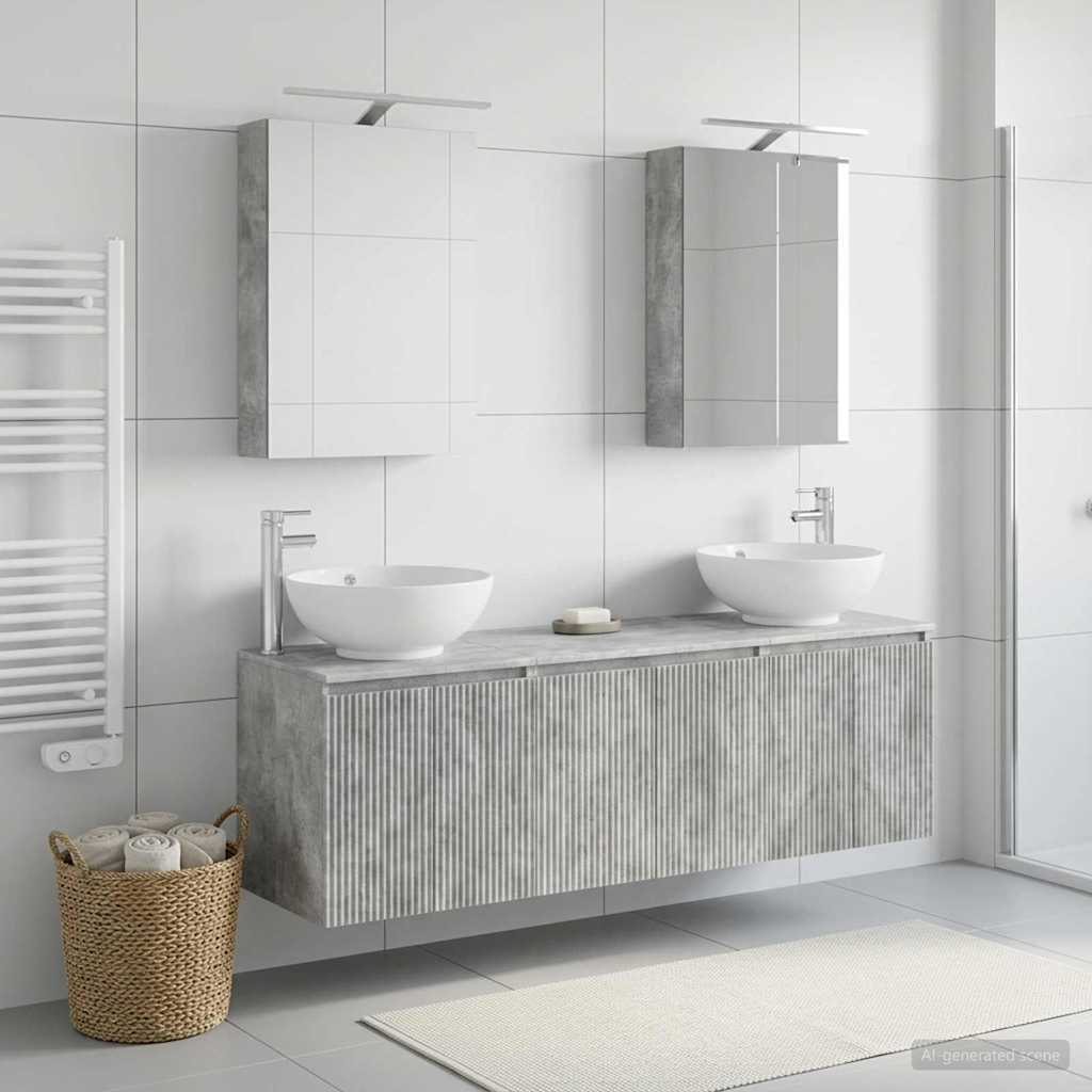 Set ormarića za kupaonicu 5 pcs Betonska siva Konstruirano drvo