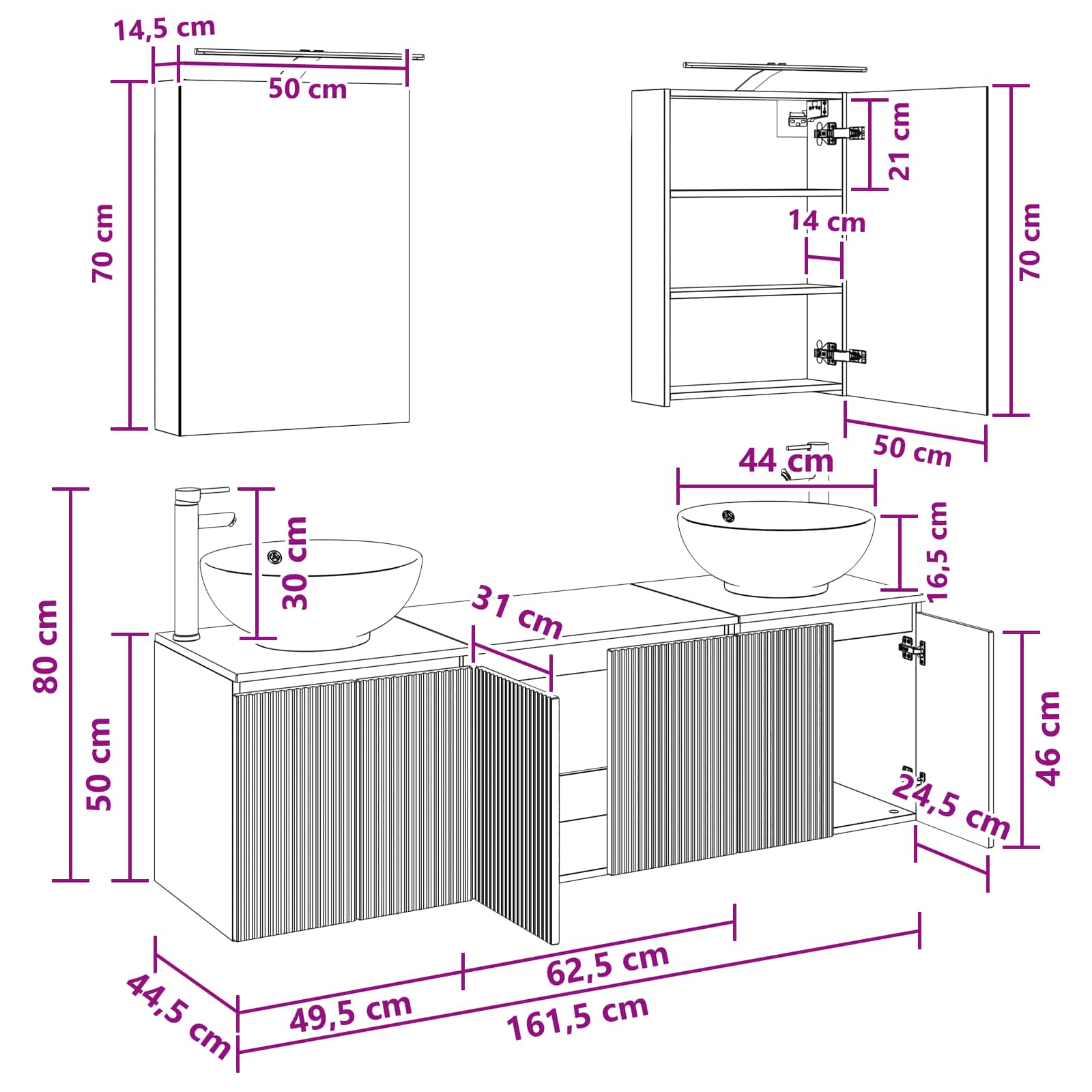 Set ormarića za kupaonicu 5 pcs Staro drvo Konstruirano drvo