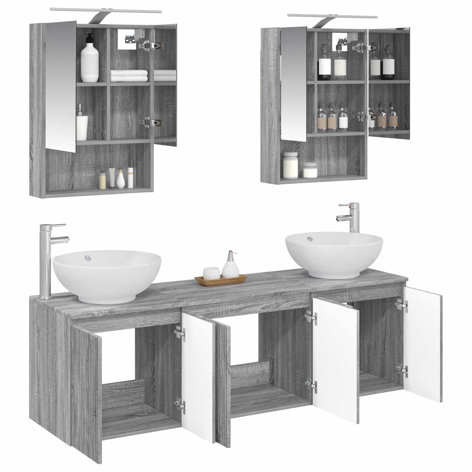 Set ormarića za kupaonicu 5 pcs Siva Sonoma Konstruirano drvo