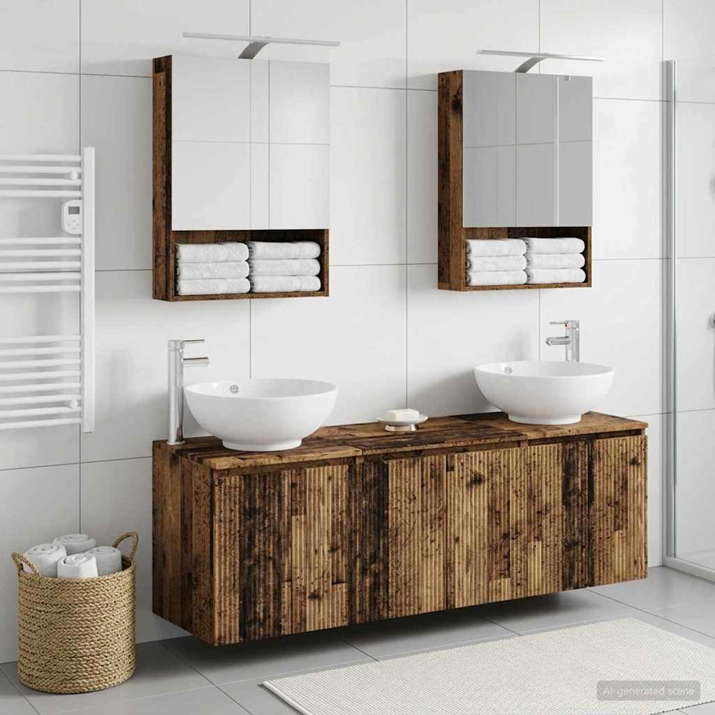 Set ormarića za kupaonicu 5 pcs Staro drvo Konstruirano drvo