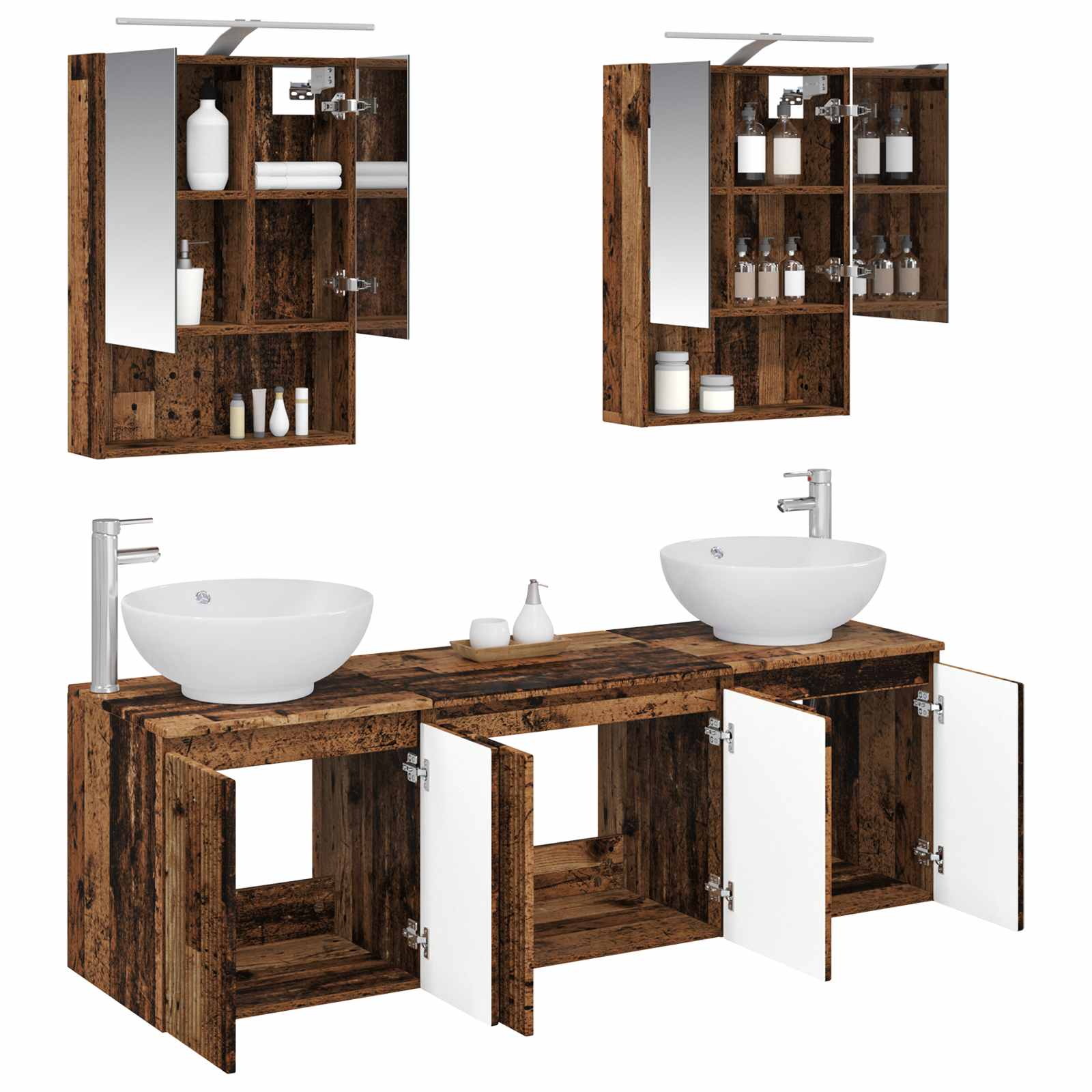 Set ormarića za kupaonicu 5 pcs Staro drvo Konstruirano drvo