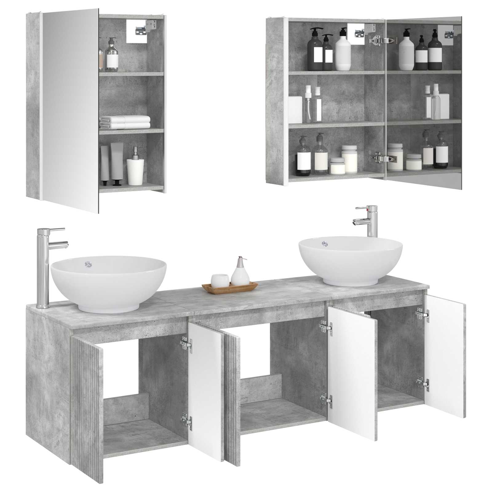 Set ormarića za kupaonicu 5 pcs Betonska siva Konstruirano drvo