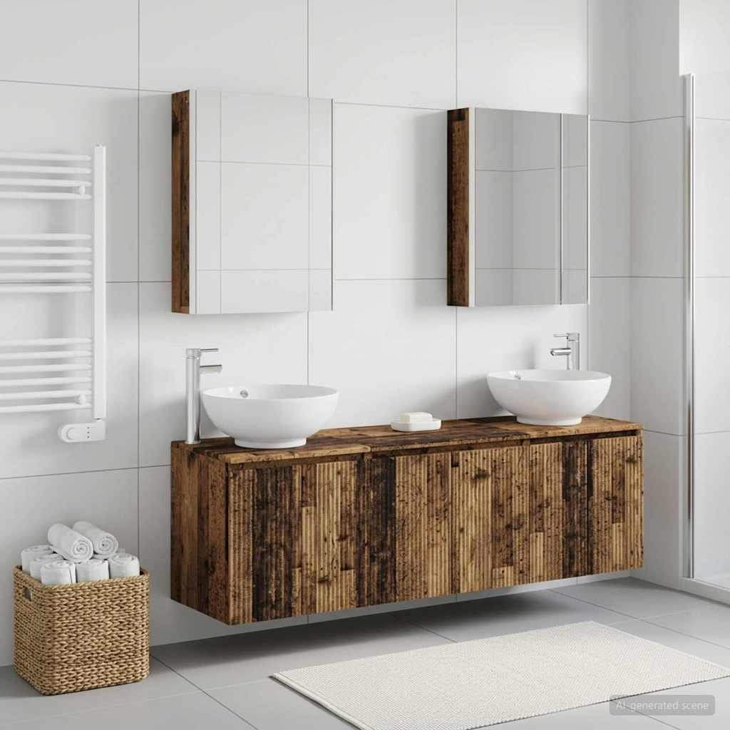 Set ormarića za kupaonicu 5 pcs Staro drvo Konstruirano drvo