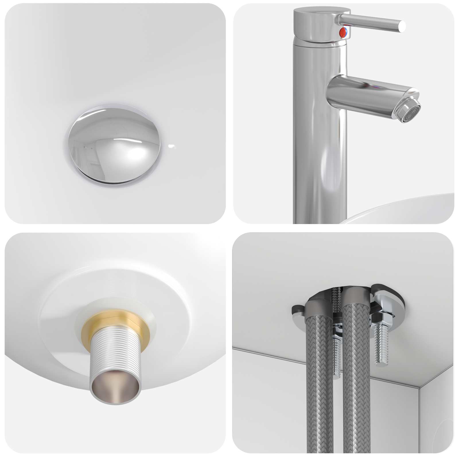 Set ormarića za kupaonicu 4 pcs Bijela Konstruirano drvo