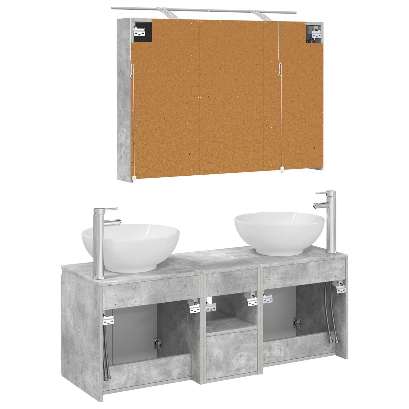 Set ormarića za kupaonicu 4 pcs Betonska siva Konstruirano drvo