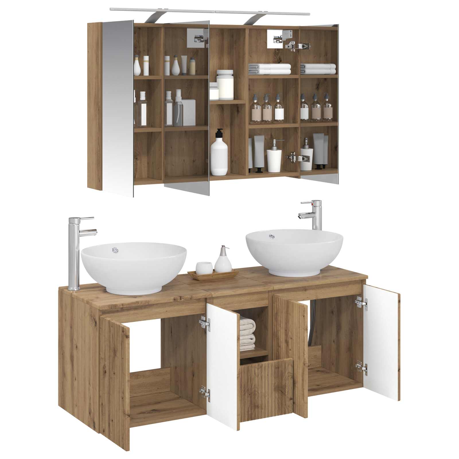 Set ormarića za kupaonicu 4 pcs Hrast artisan Konstruirano drvo