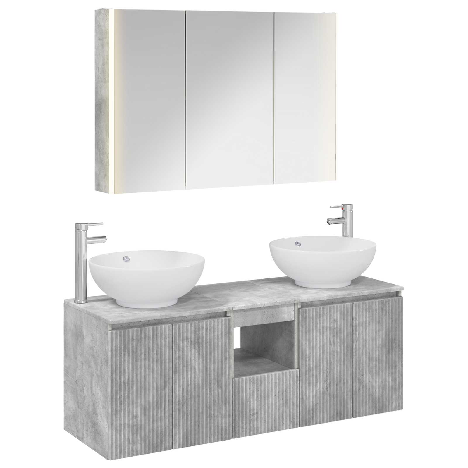 Set ormarića za kupaonicu 4 pcs Betonska siva Konstruirano drvo