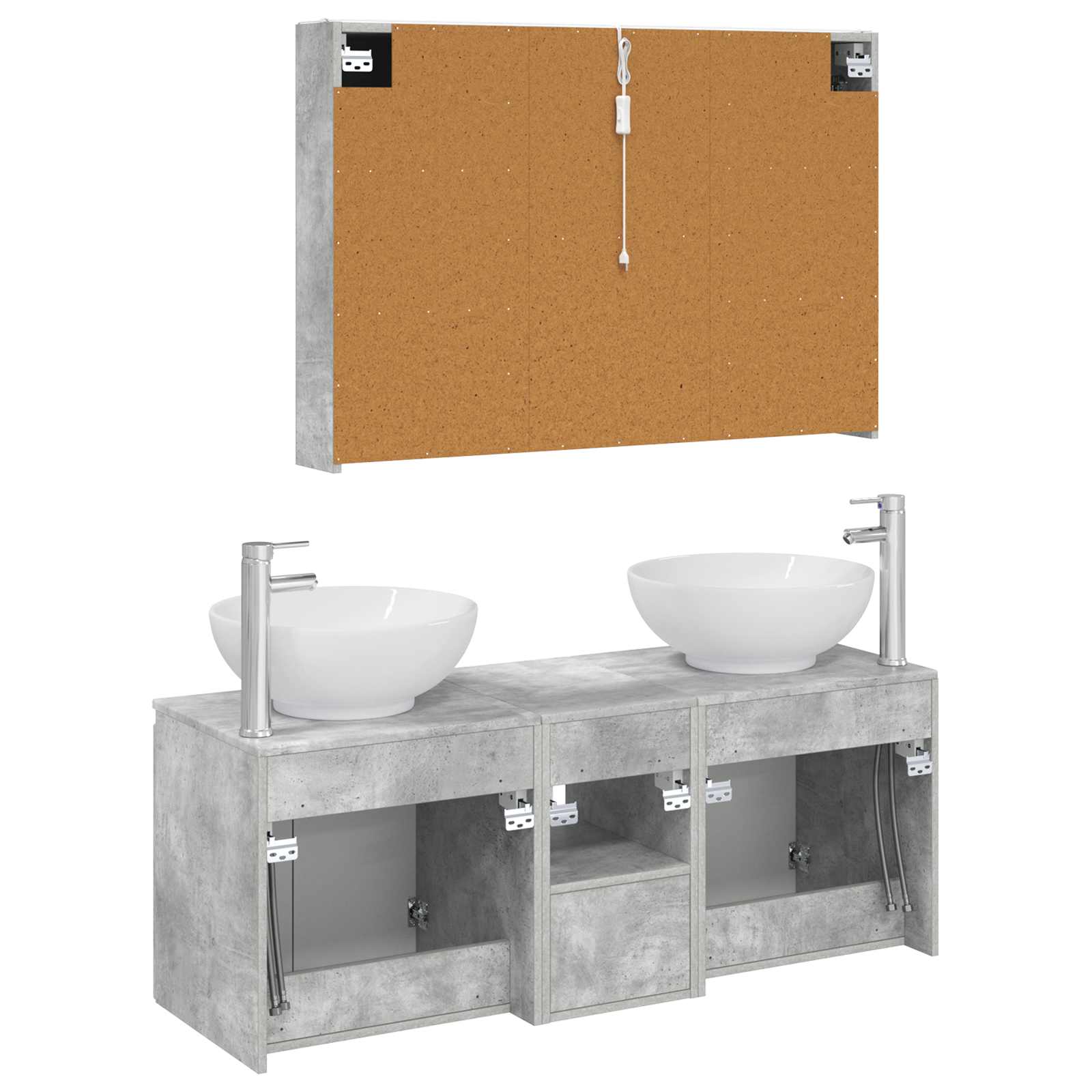 Set ormarića za kupaonicu 4 pcs Betonska siva Konstruirano drvo
