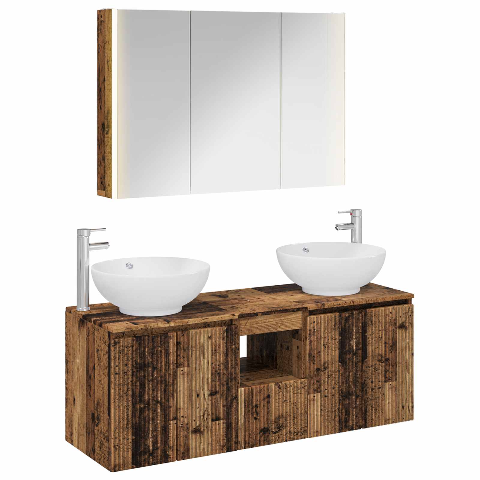 Set ormarića za kupaonicu 4 pcs Staro drvo Konstruirano drvo