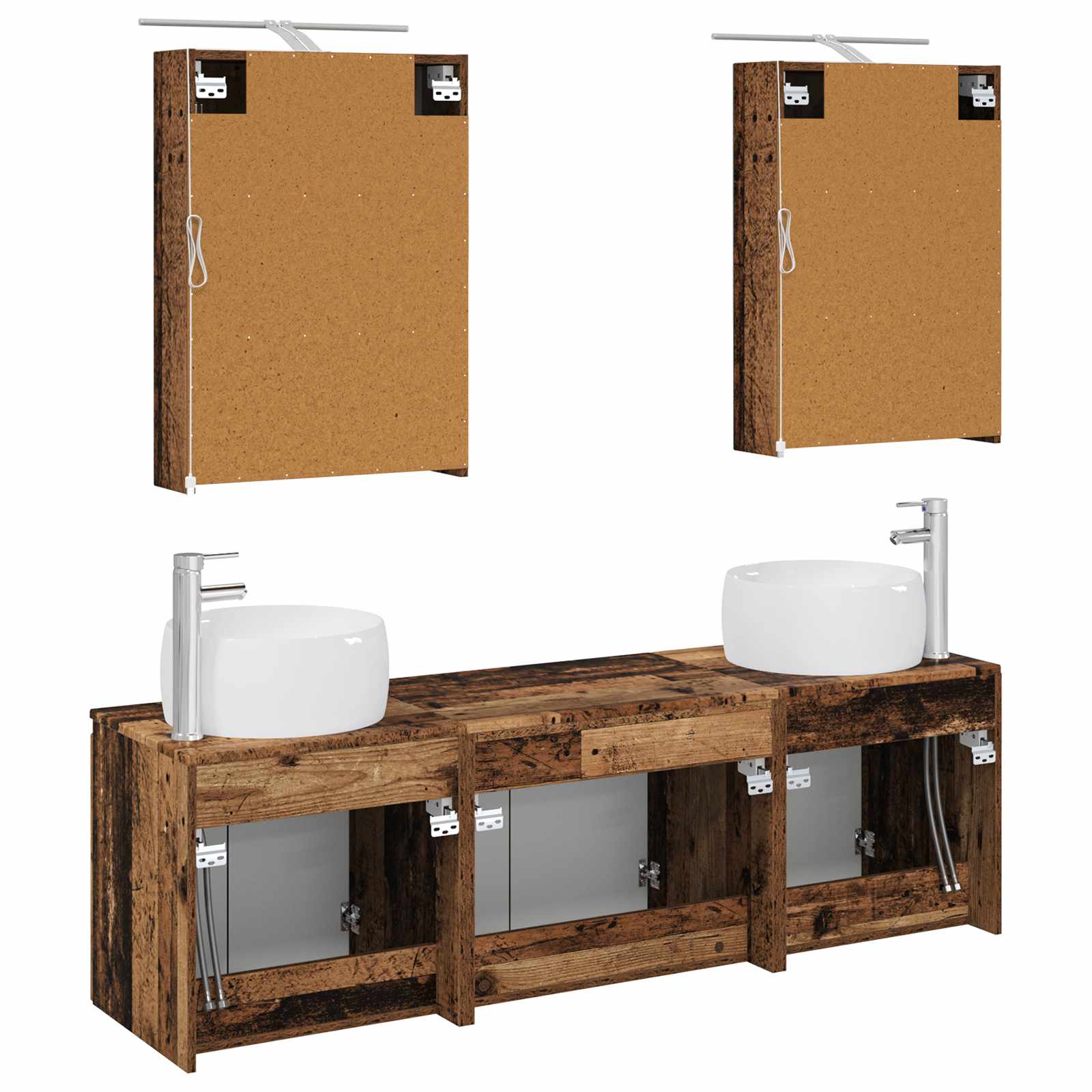 Set ormarića za kupaonicu 5 pcs Staro drvo Konstruirano drvo
