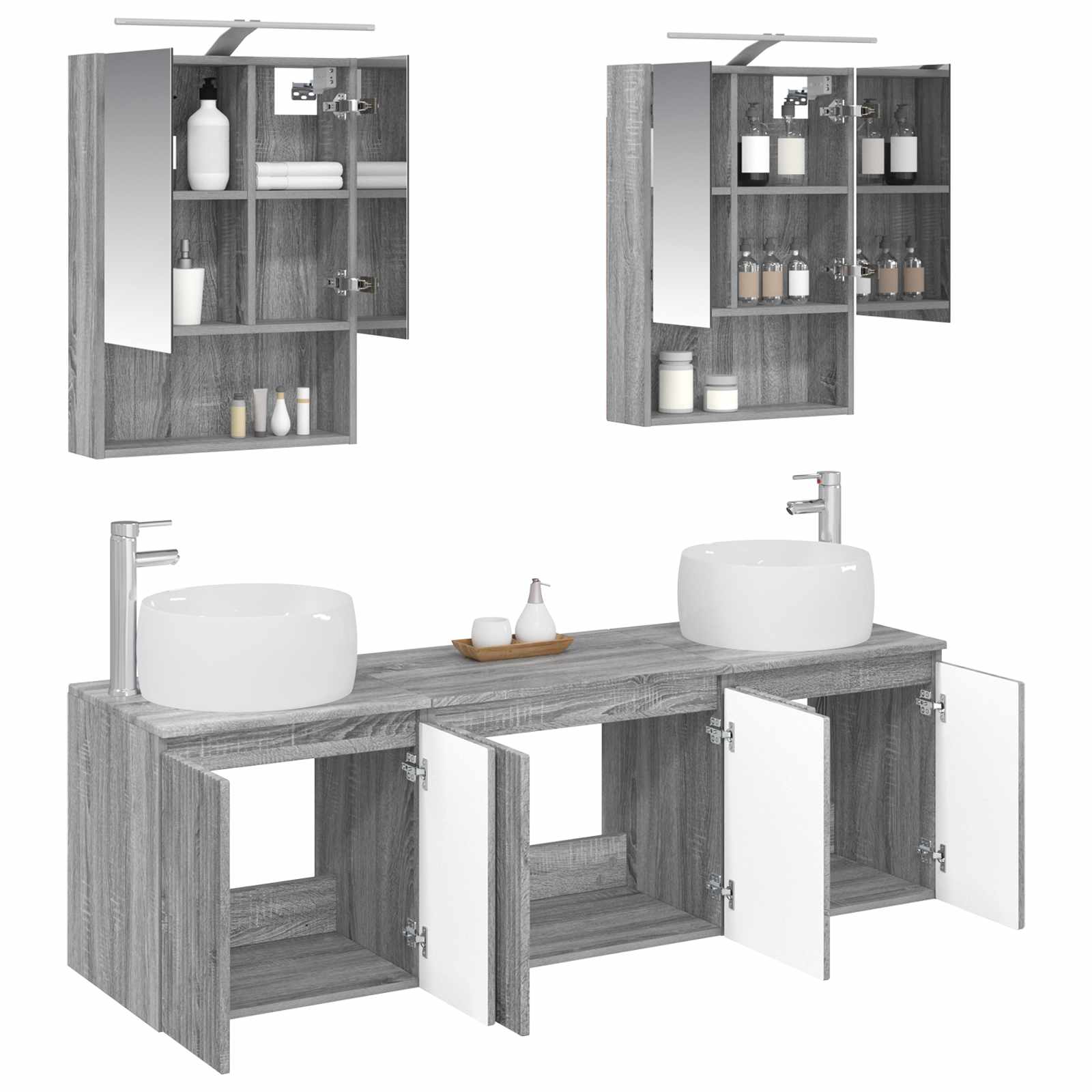 Set ormarića za kupaonicu 5 pcs Siva Sonoma Konstruirano drvo