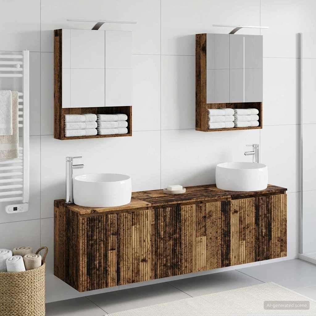 Set ormarića za kupaonicu 5 pcs Staro drvo Konstruirano drvo